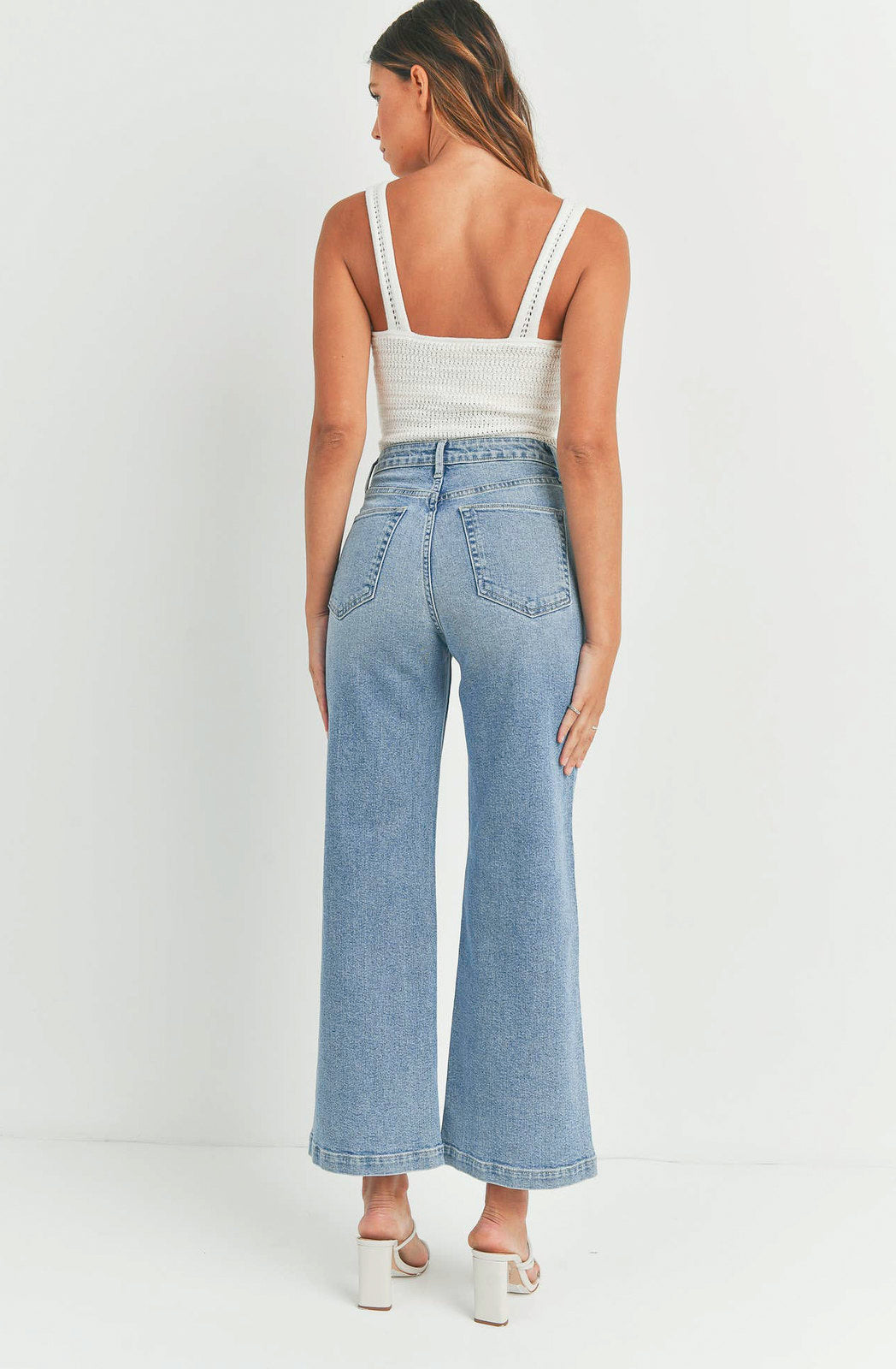 JUST BLACK PATCH POCKET WIDE LEG DENIM