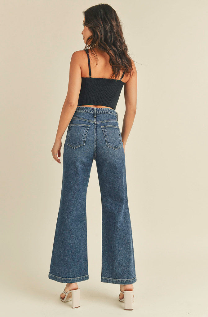 JUST BLACK PATCH POCKET WIDE LEG DENIM