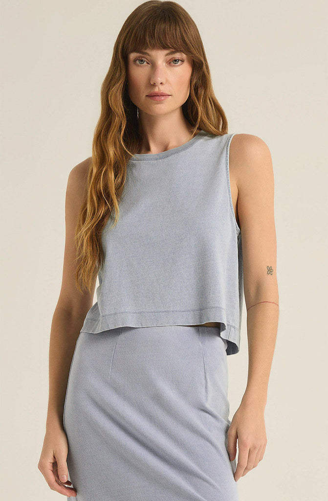 Z SUPPLY SLOANE JERSEY DENIM MUSCLE TOP