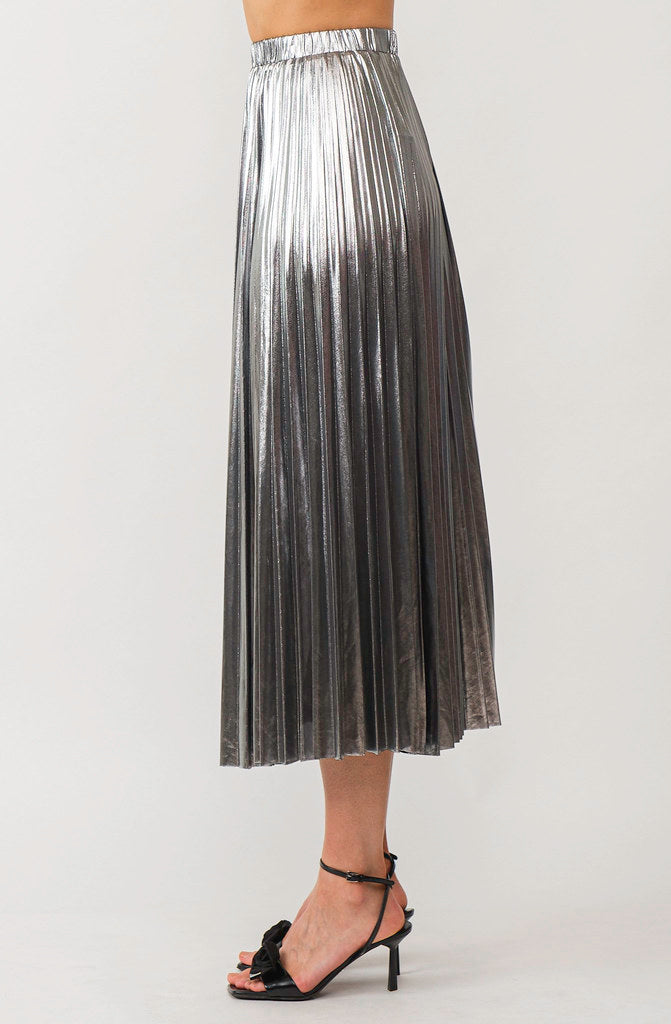 MIRRORBALL PLEATED MIDI SKIRT