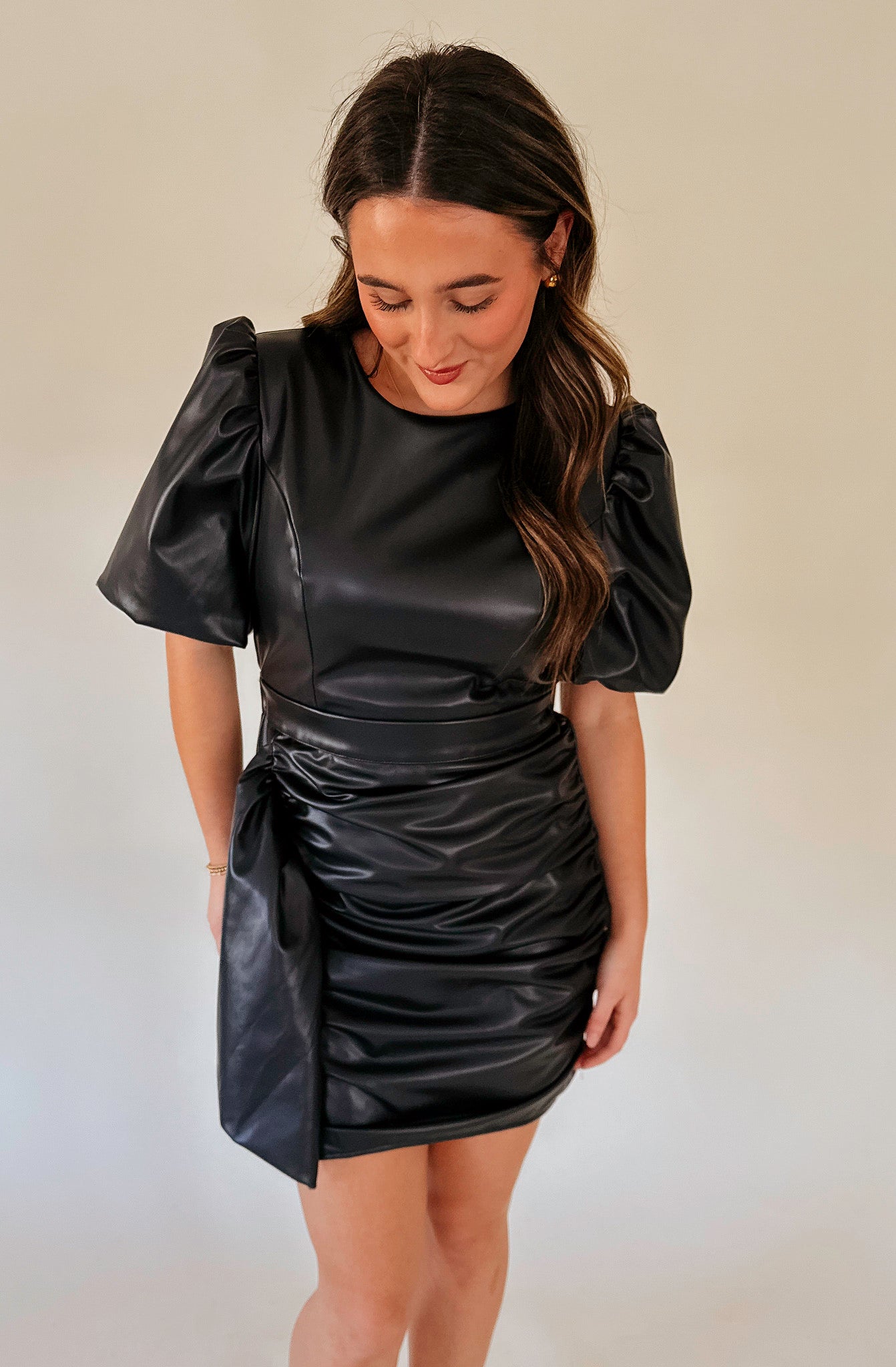 GONNA BE WITH YOU FAUX LEATHER MINI DRESS GONNA BE WITH YOU FAUX LEATHER MINI DRESS