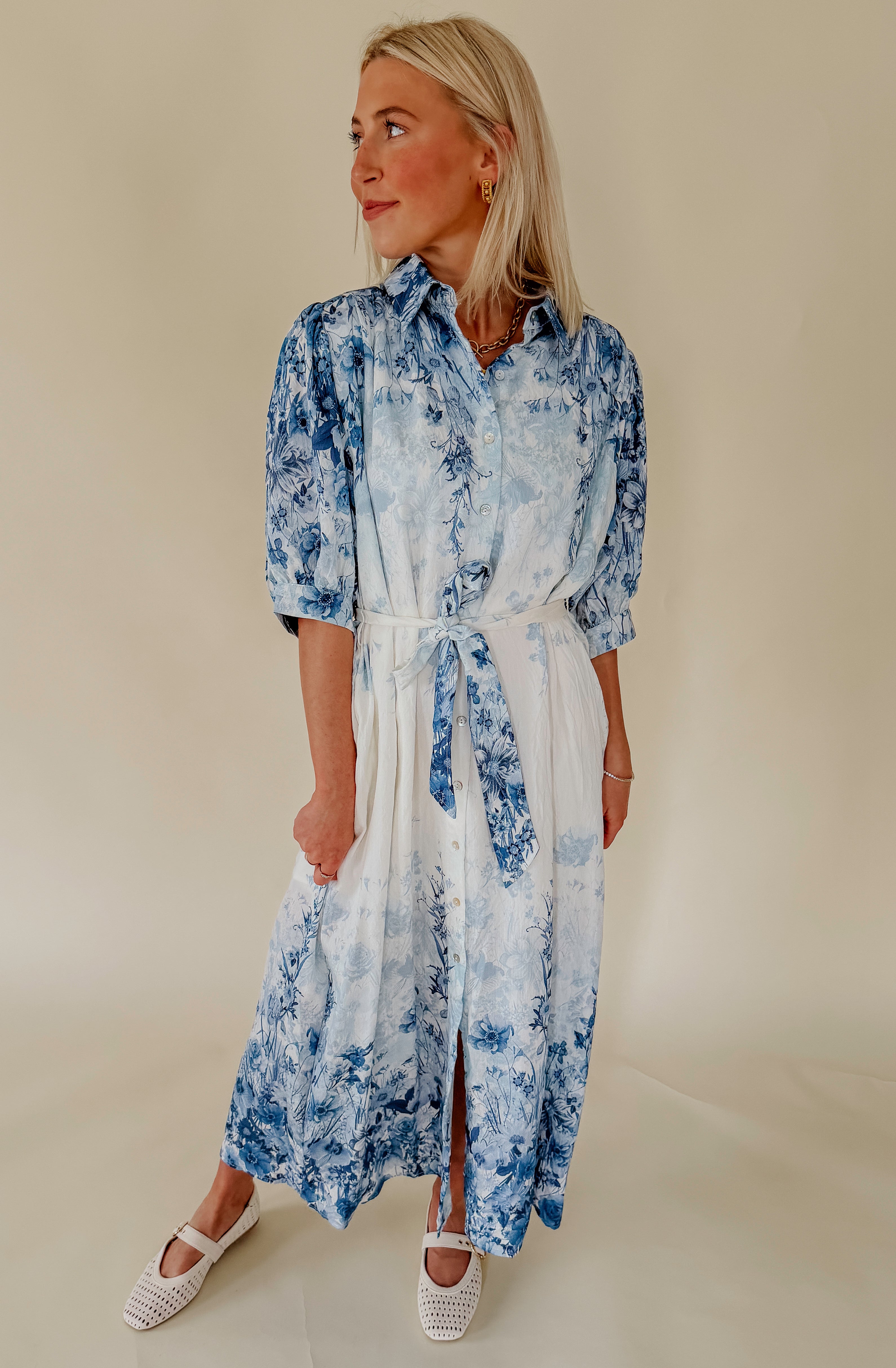 THE CAMERON BUTTONED MIDI DRESS
