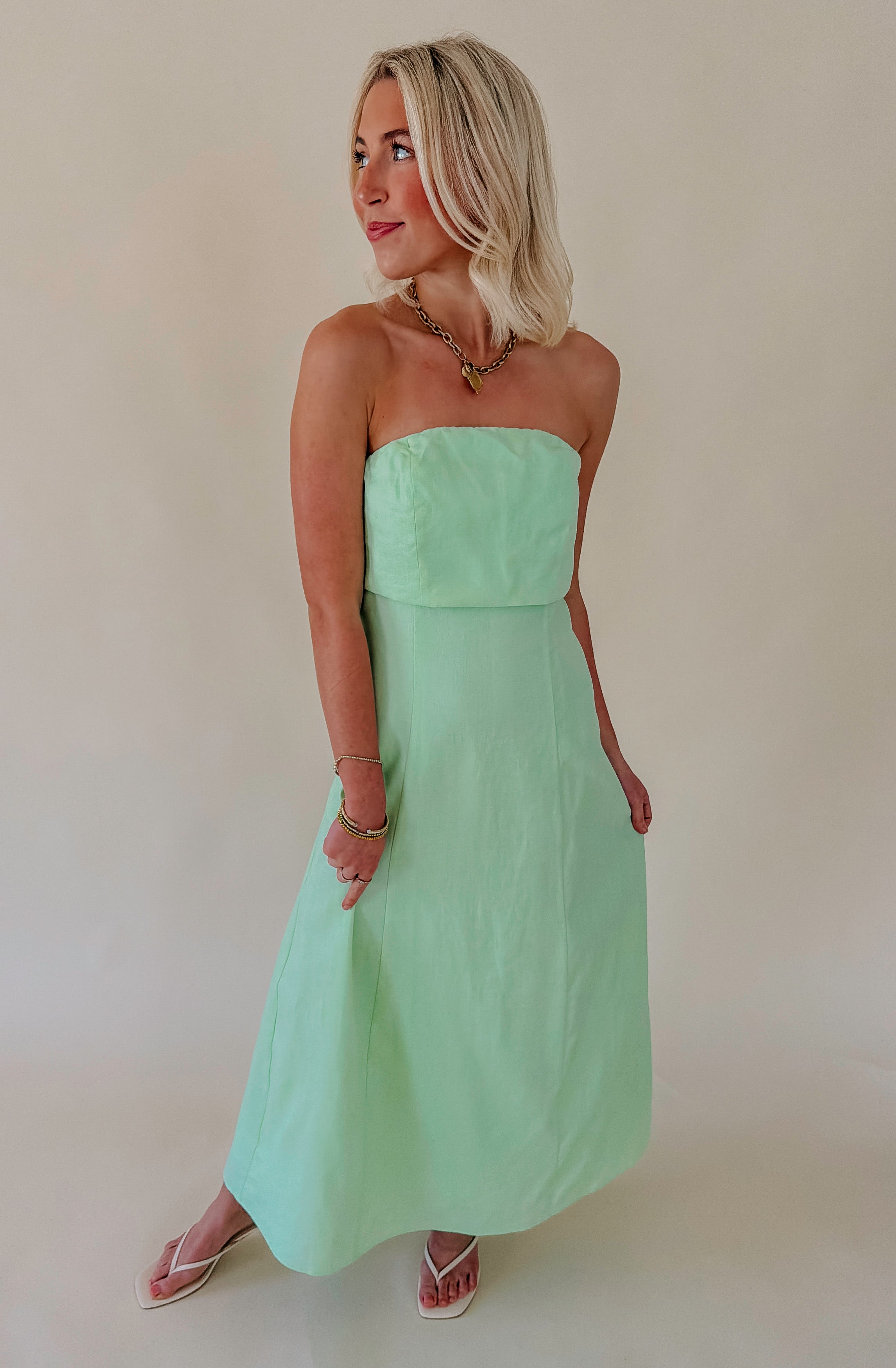 THE BLAKE STRAPLESS MIDI DRESS