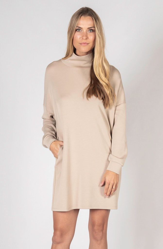 THE MONICA COWL NECK DRESS WITH POCKETS