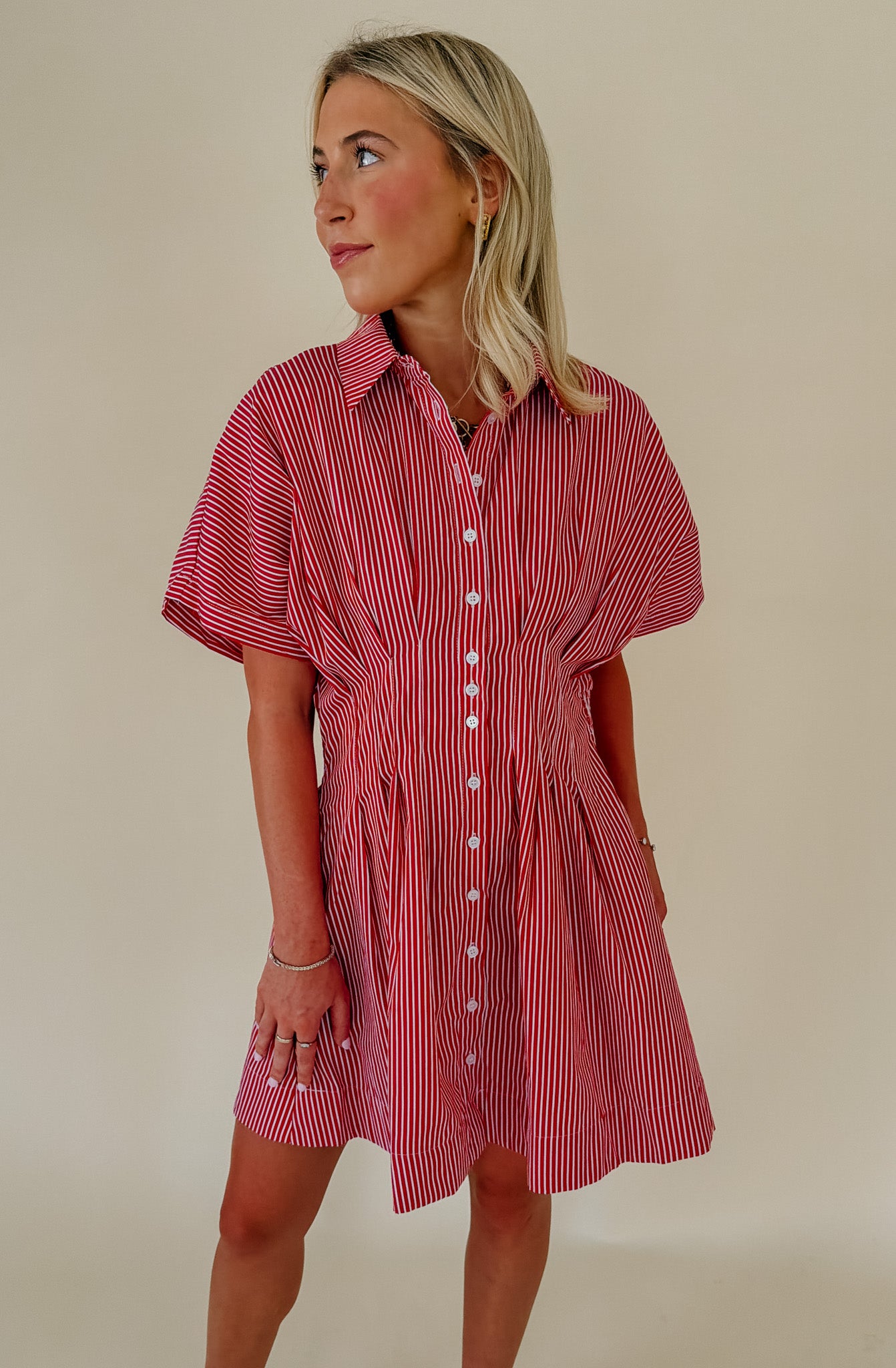 PLAY IT BY EAR BUTTONED MINI DRESS