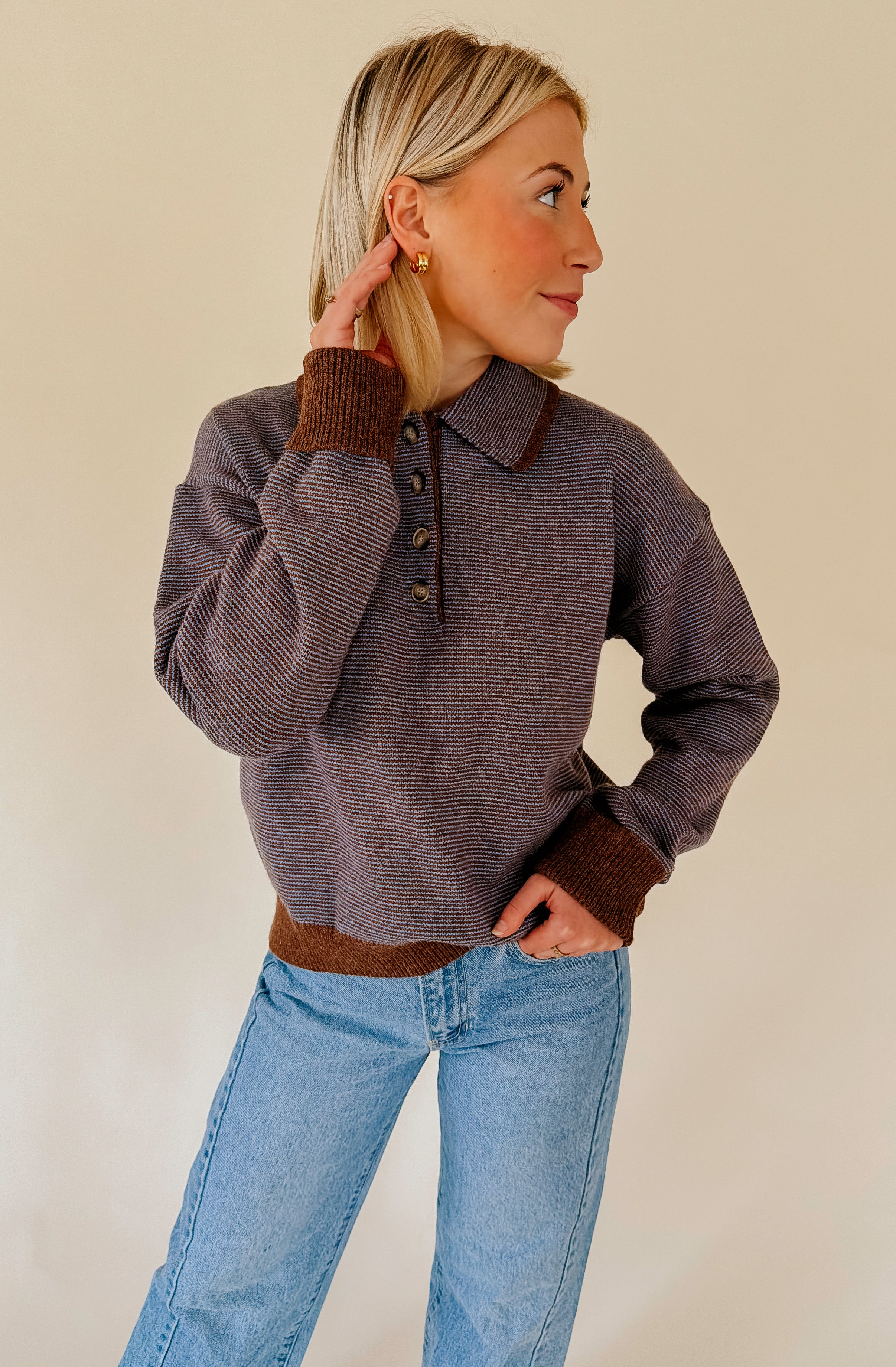 THE WHIT COLLARED HENLEY SWEATER
