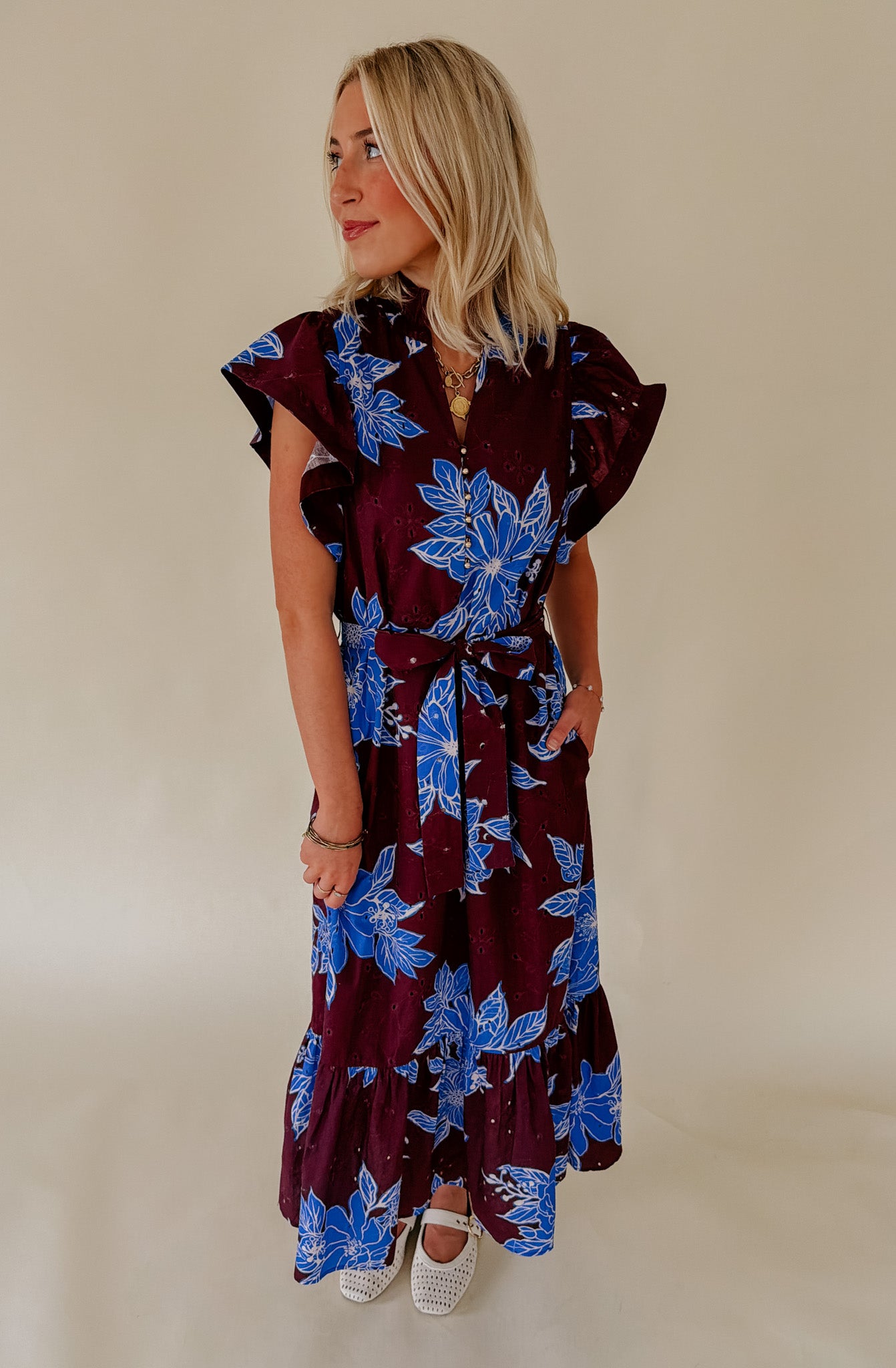 WINE & BLOOM MIDI DRESS
