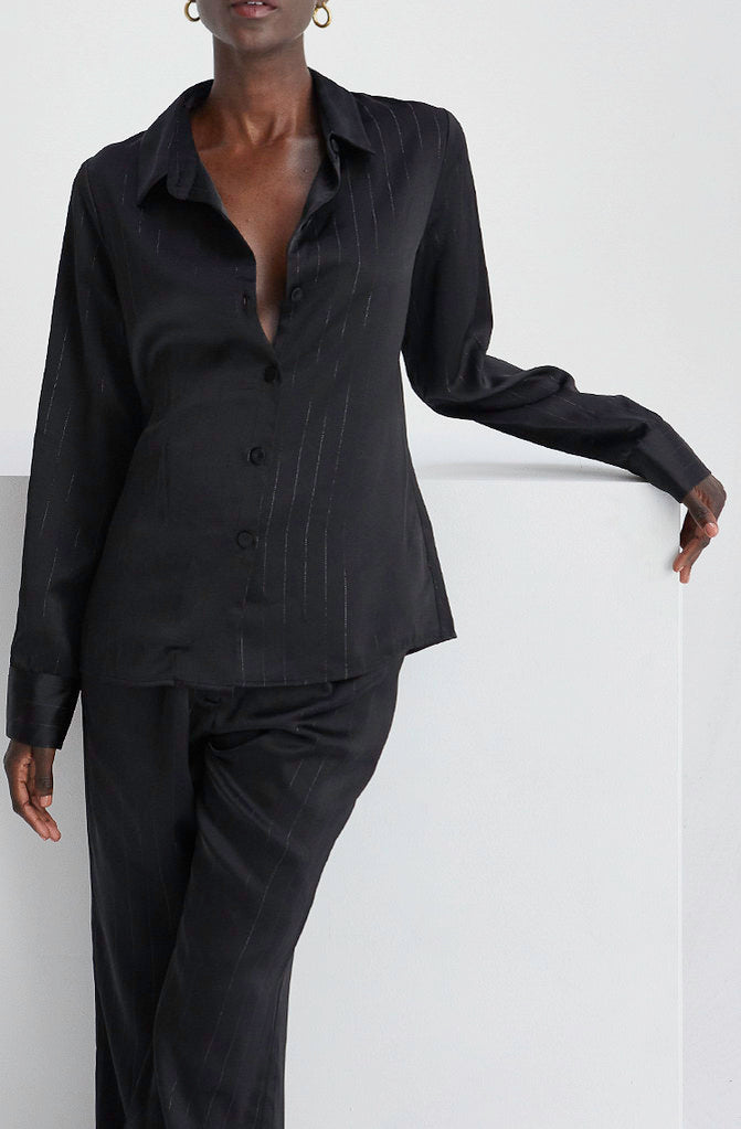 MAURICE BUTTONED SHIMMERBLOUSE