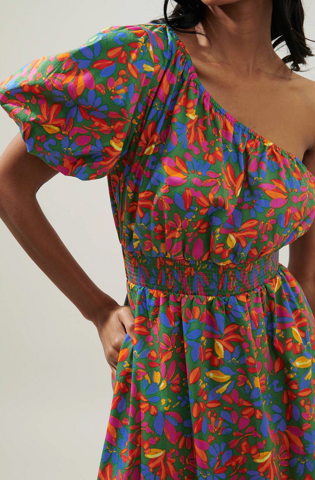 THE ZINA ONE SHOULDER MIDI
