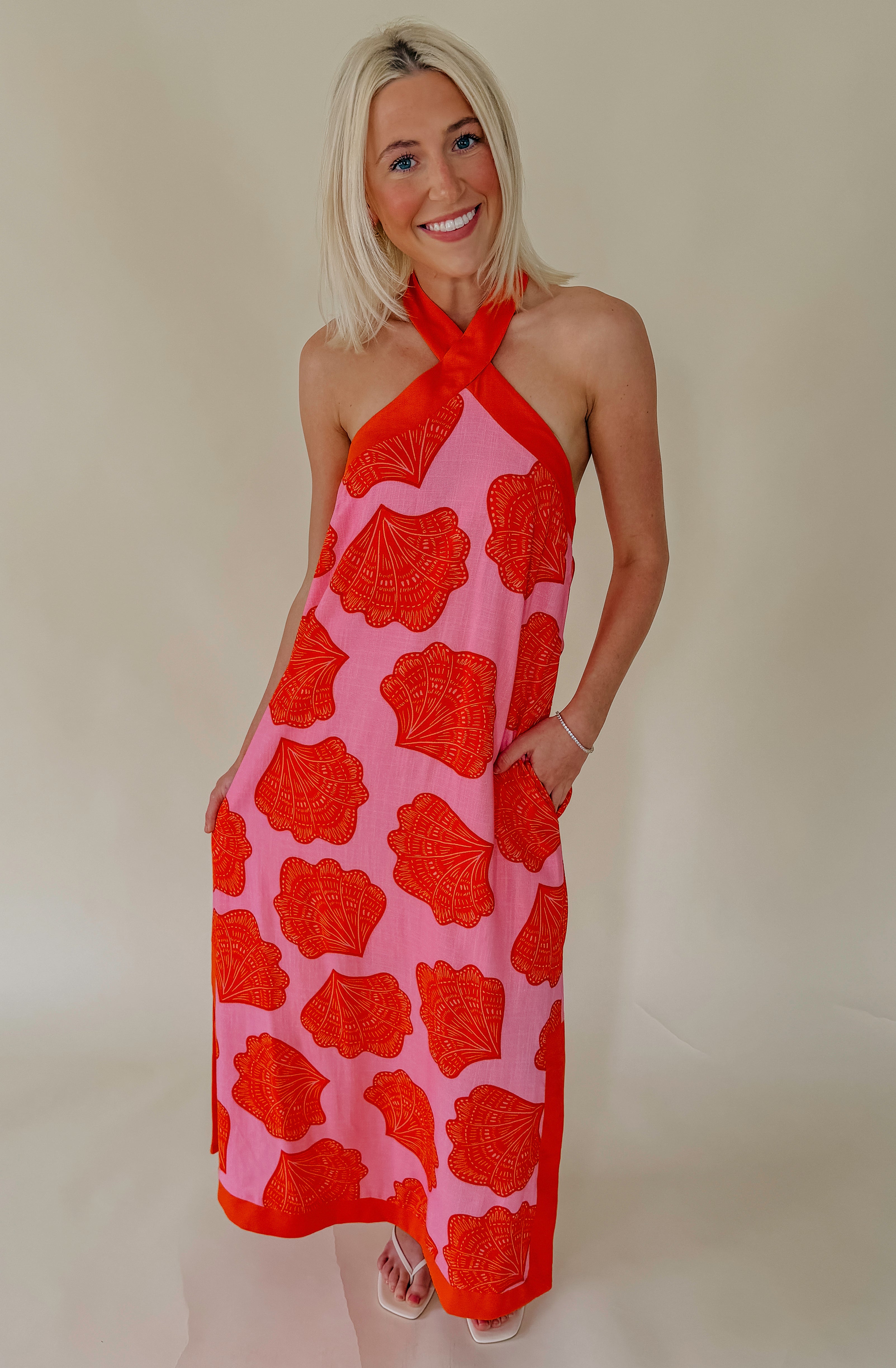 SEASHELL CITY HALTER MAXI
