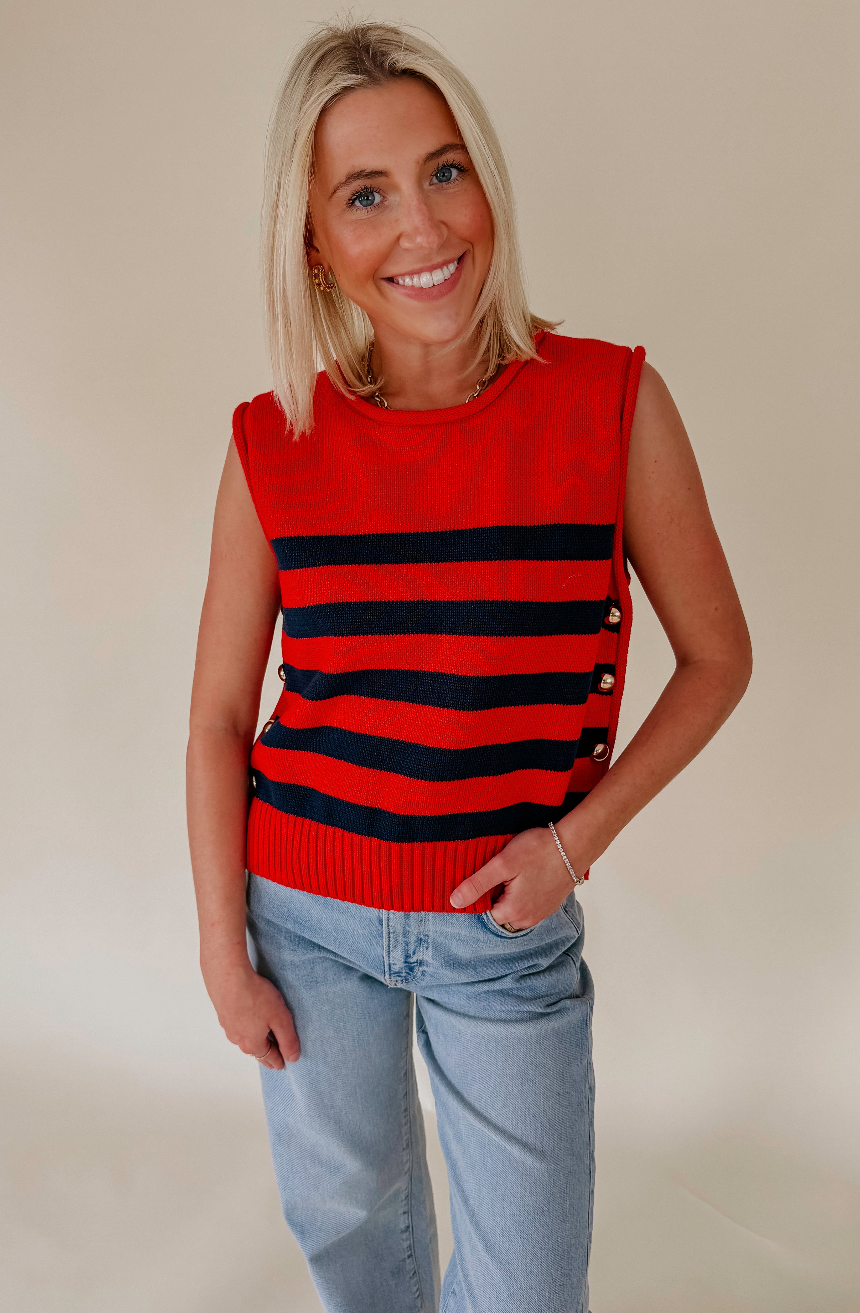 OFF COAST STRIPED SWEATER TANK