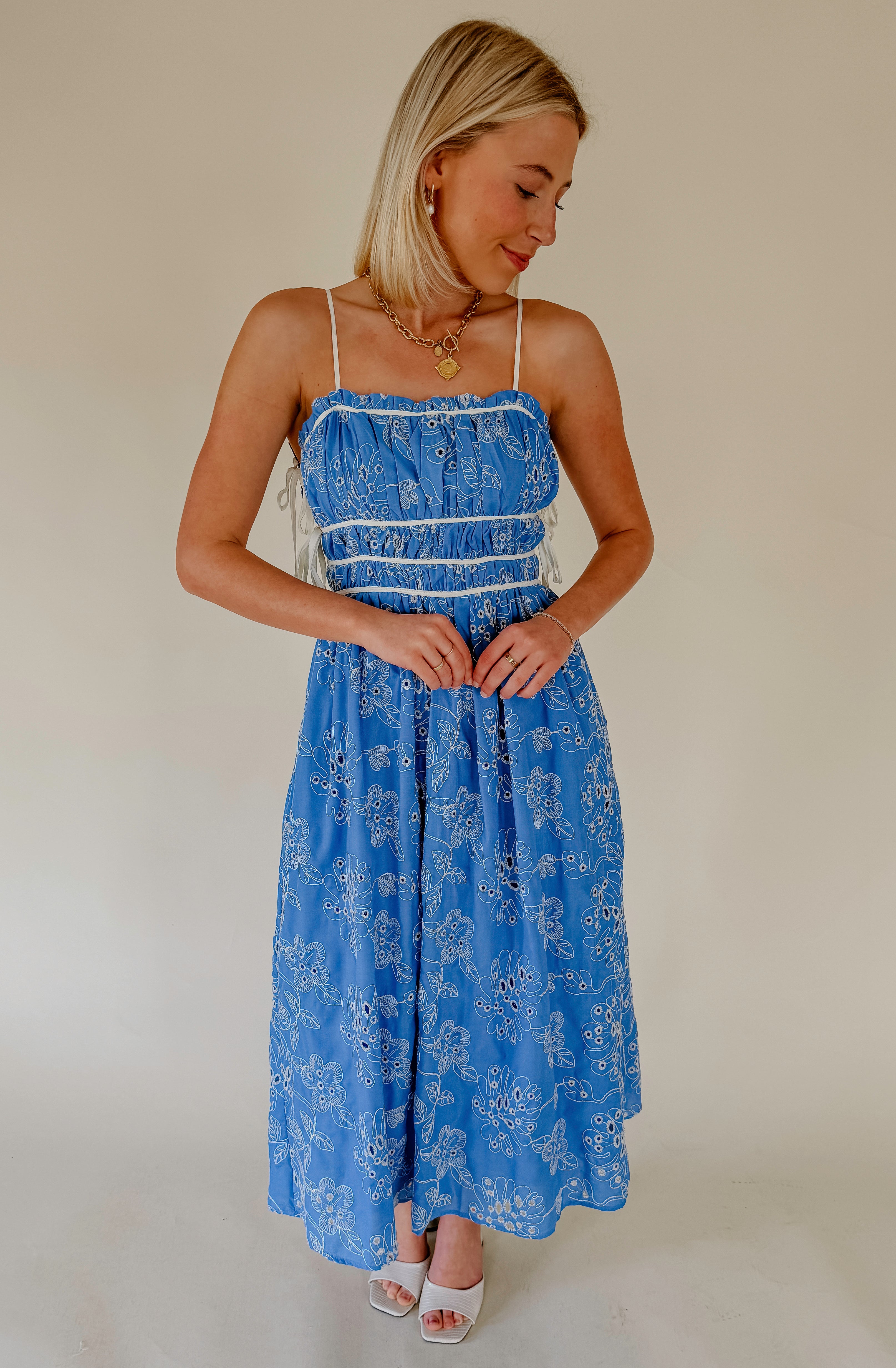 OCEAN EYES EMBROIDERED MIDI