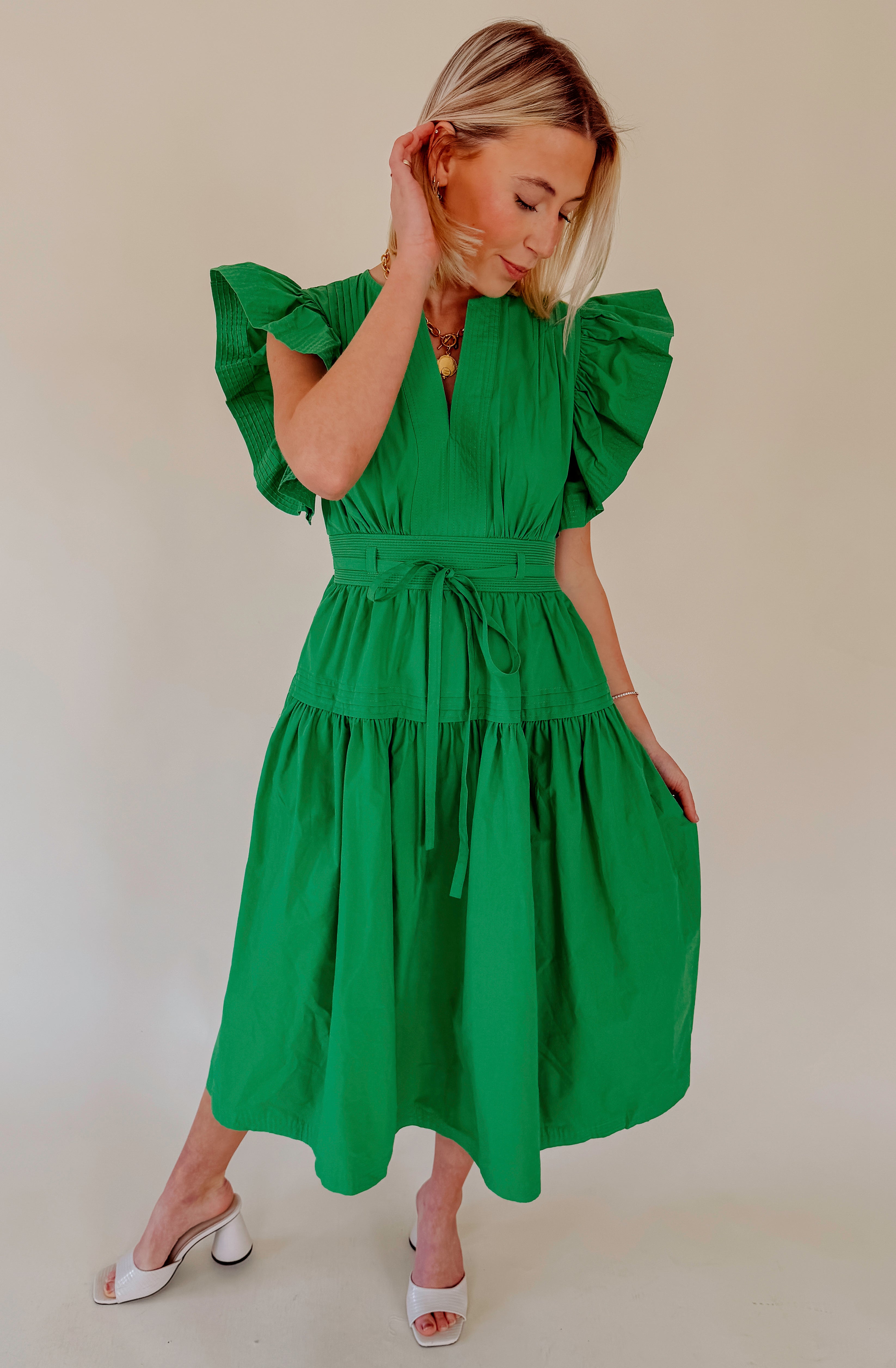 LOOK AFTER YOU POPLIN MIDI DRESS