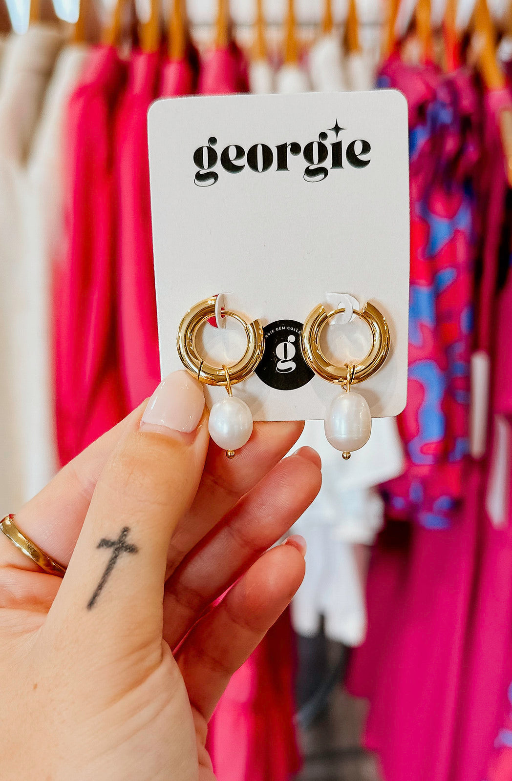 GEORGIE POPPY PEARL PENDANT EARRINGS