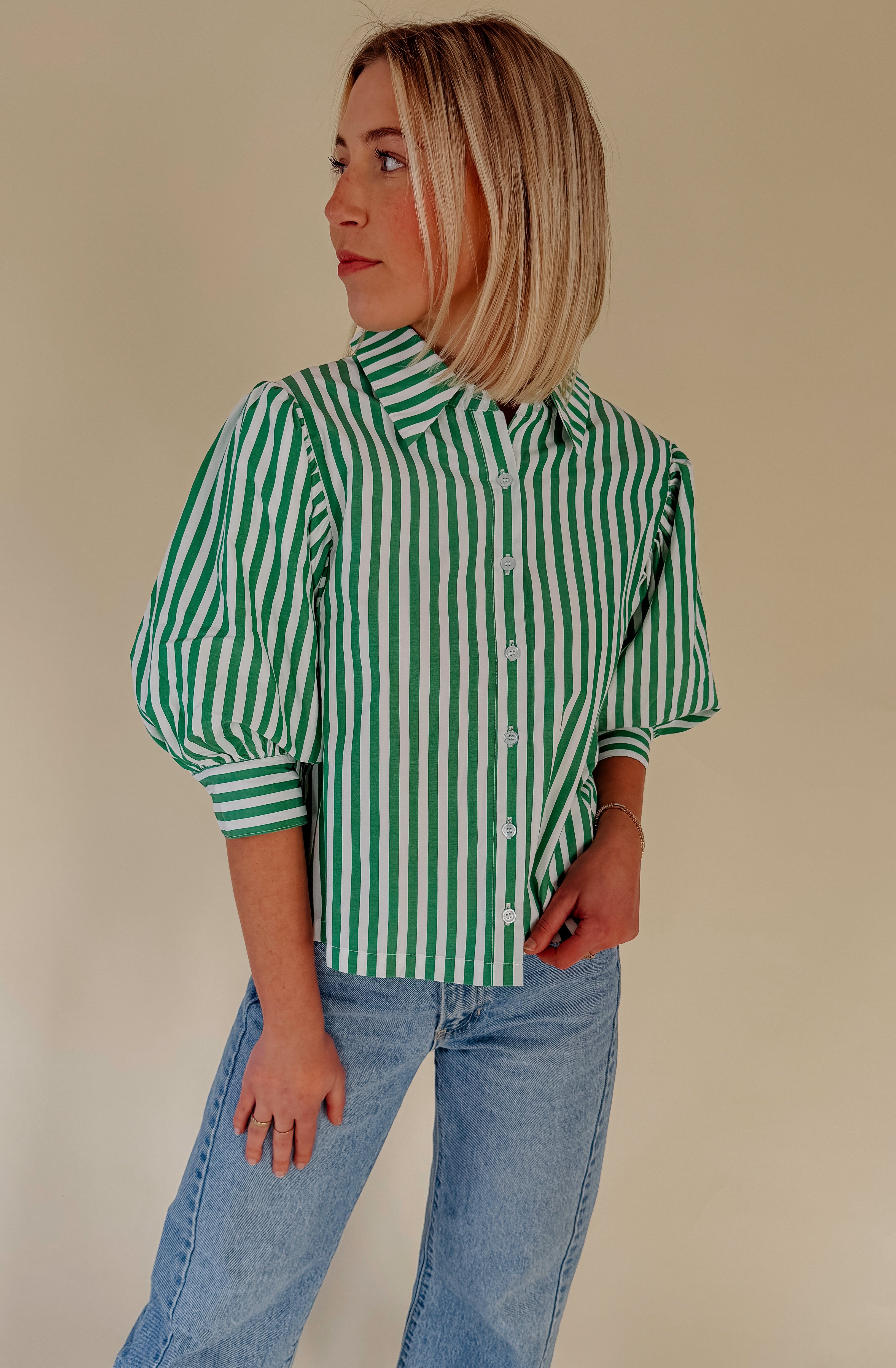 LUCKY STRIPES BUTTONED BLOUSE