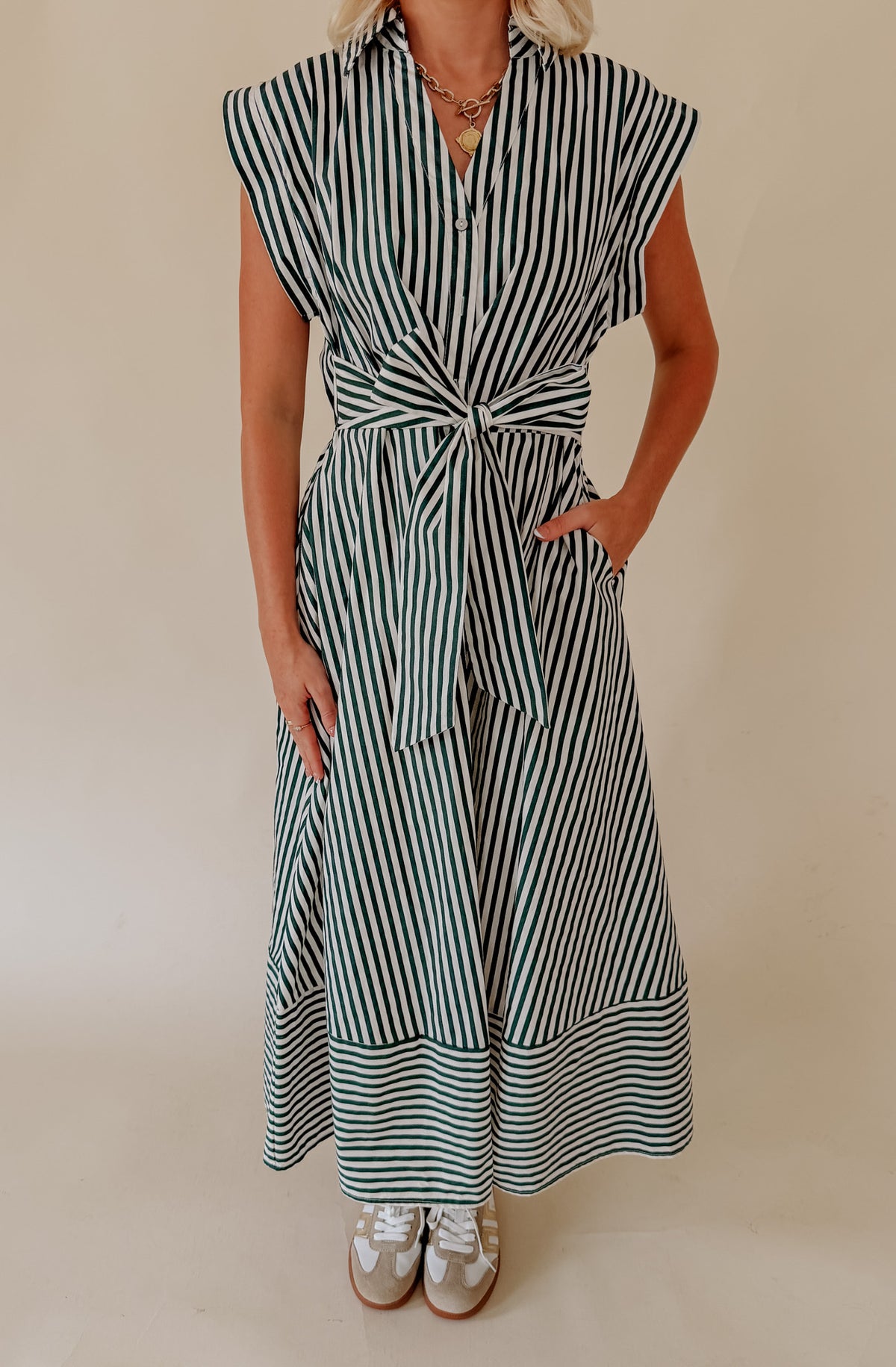 THE JANE STRIPED MIDI DRESS
