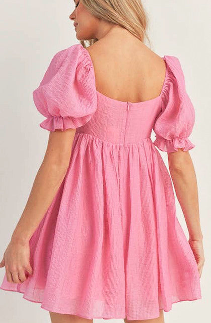 PINK PROMISES PUFF SLEEVE DRESS