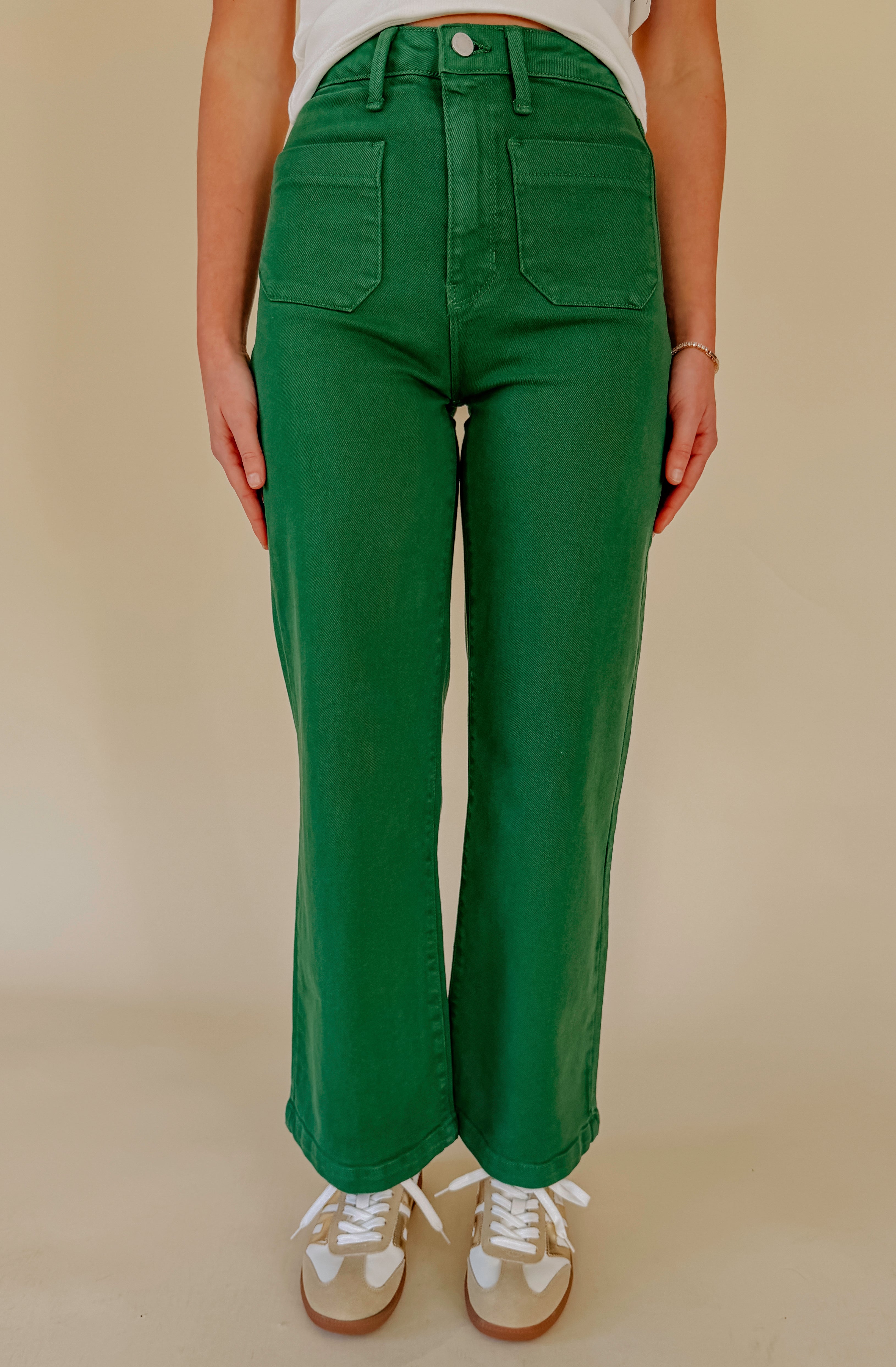 JUST BLACK PATCH POCKET WIDE LEG DENIM