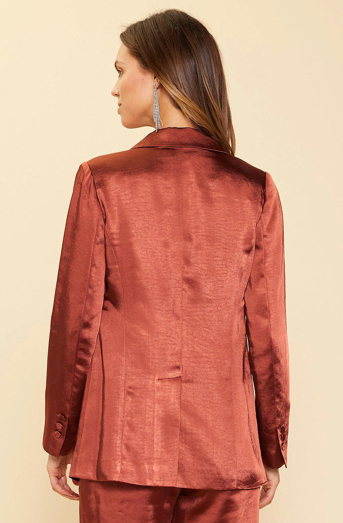 FALL MEETINGS ONE BUTTON SATIN BLAZER