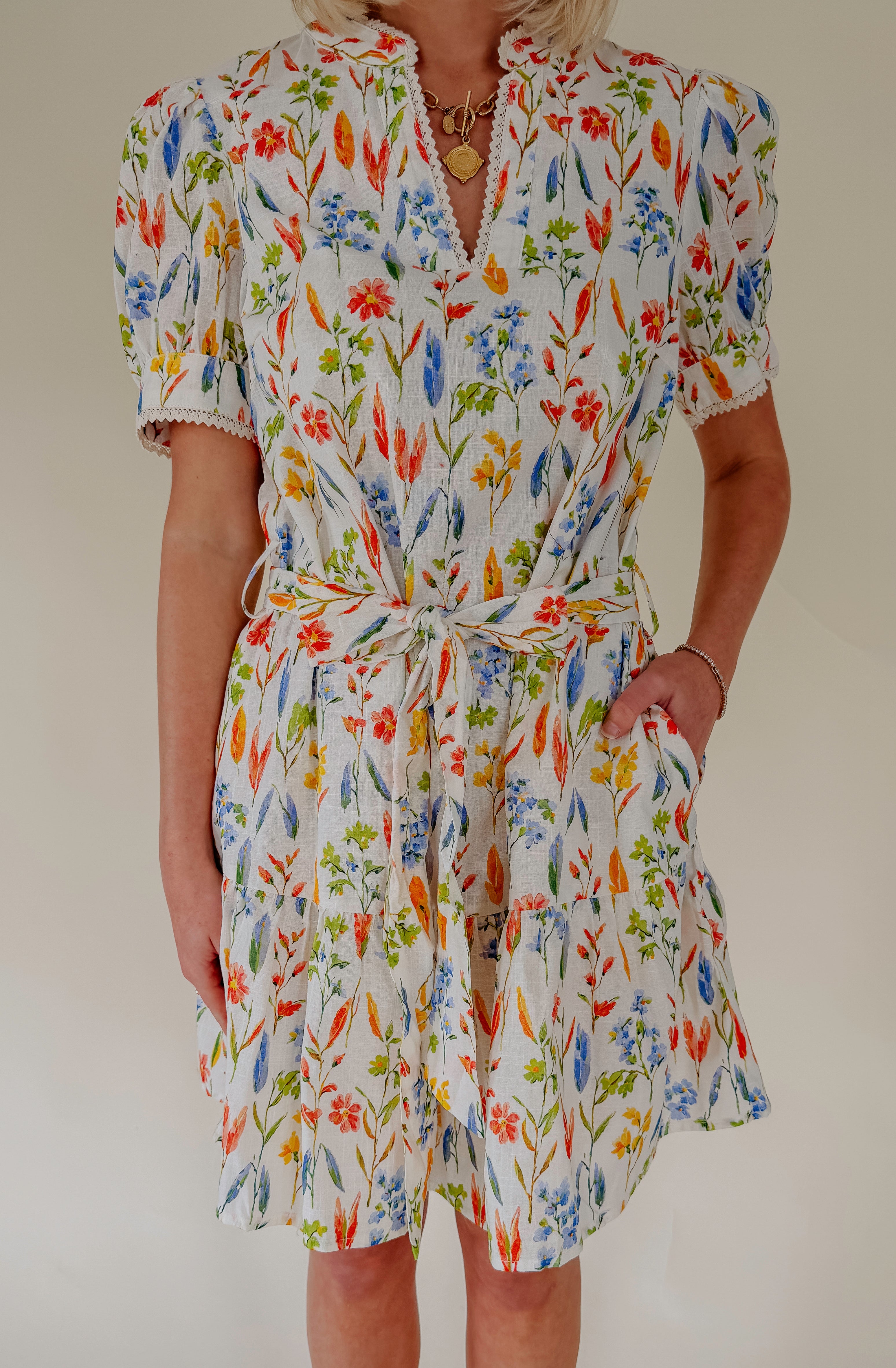 COLOR POP FLORAL MINI DRESS