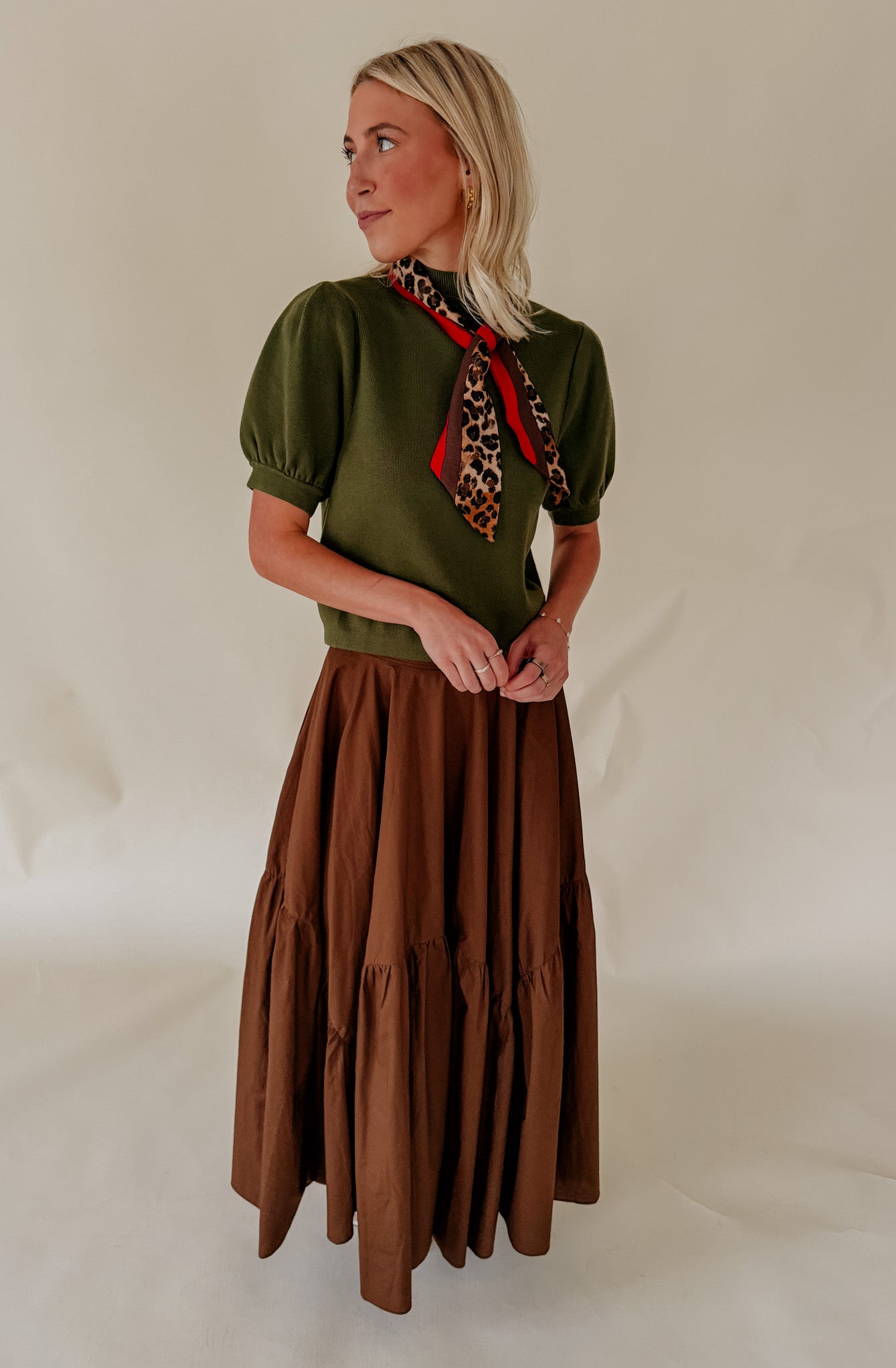 THE SIMONE POPLIN BLEND MIDI SKIRT