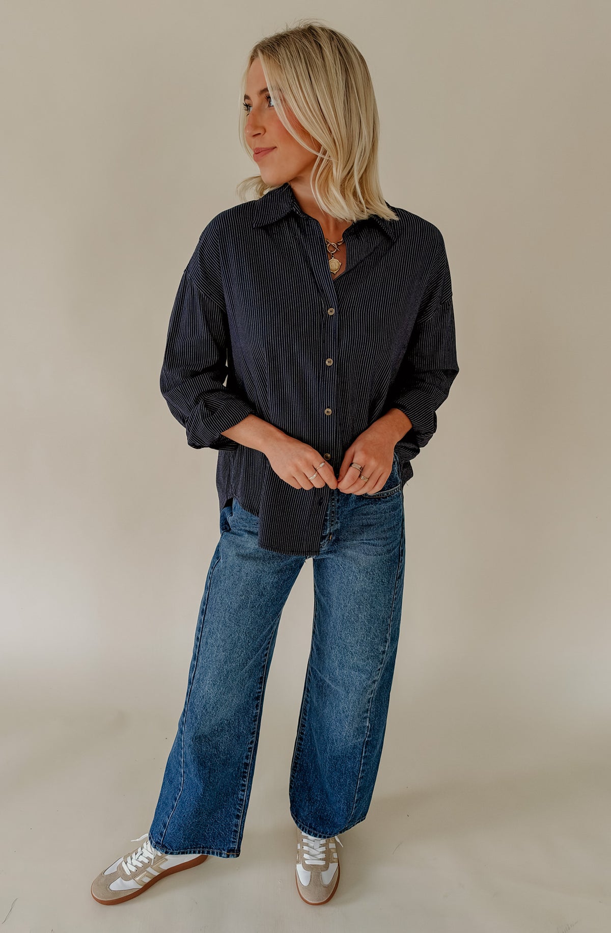 ON THE REGULAR STRIPED BUTTON DOWN
