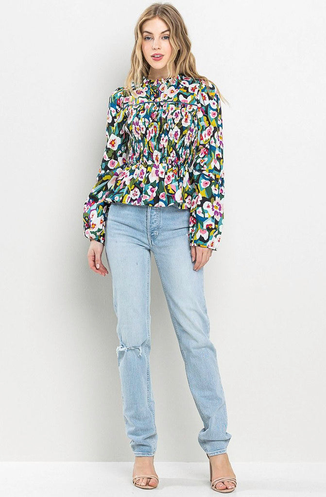 UP TO SPEED SMOCKED BLOUSE