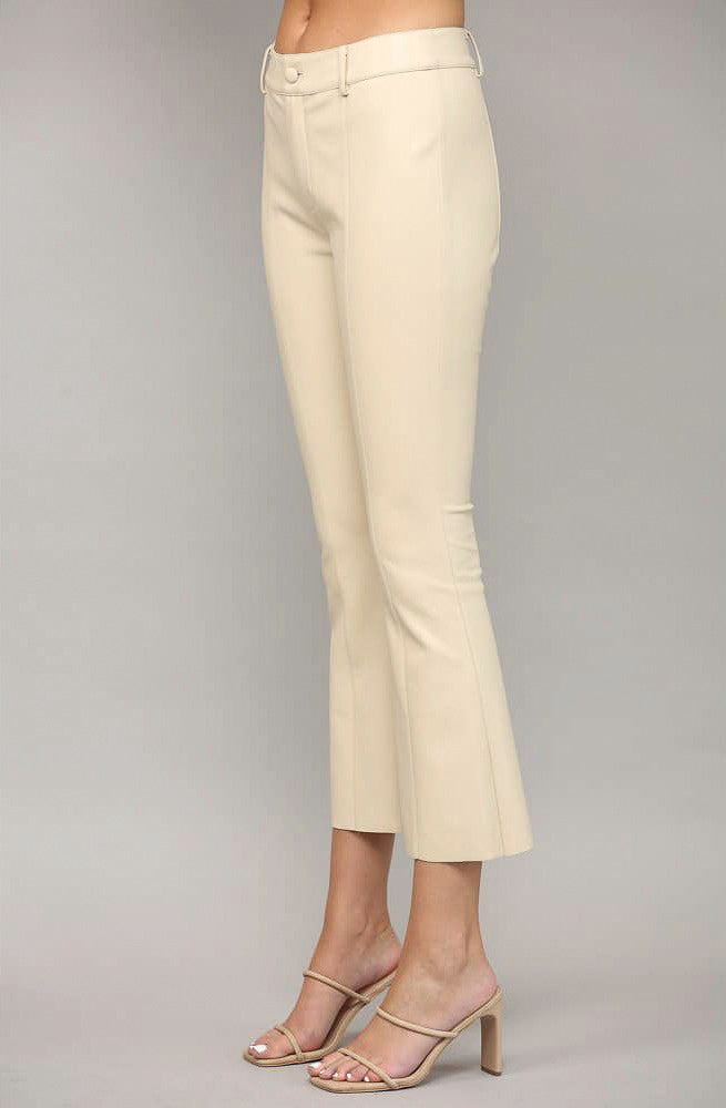 LEATHER WEATHER FLARE FAUX LEATHER PANT