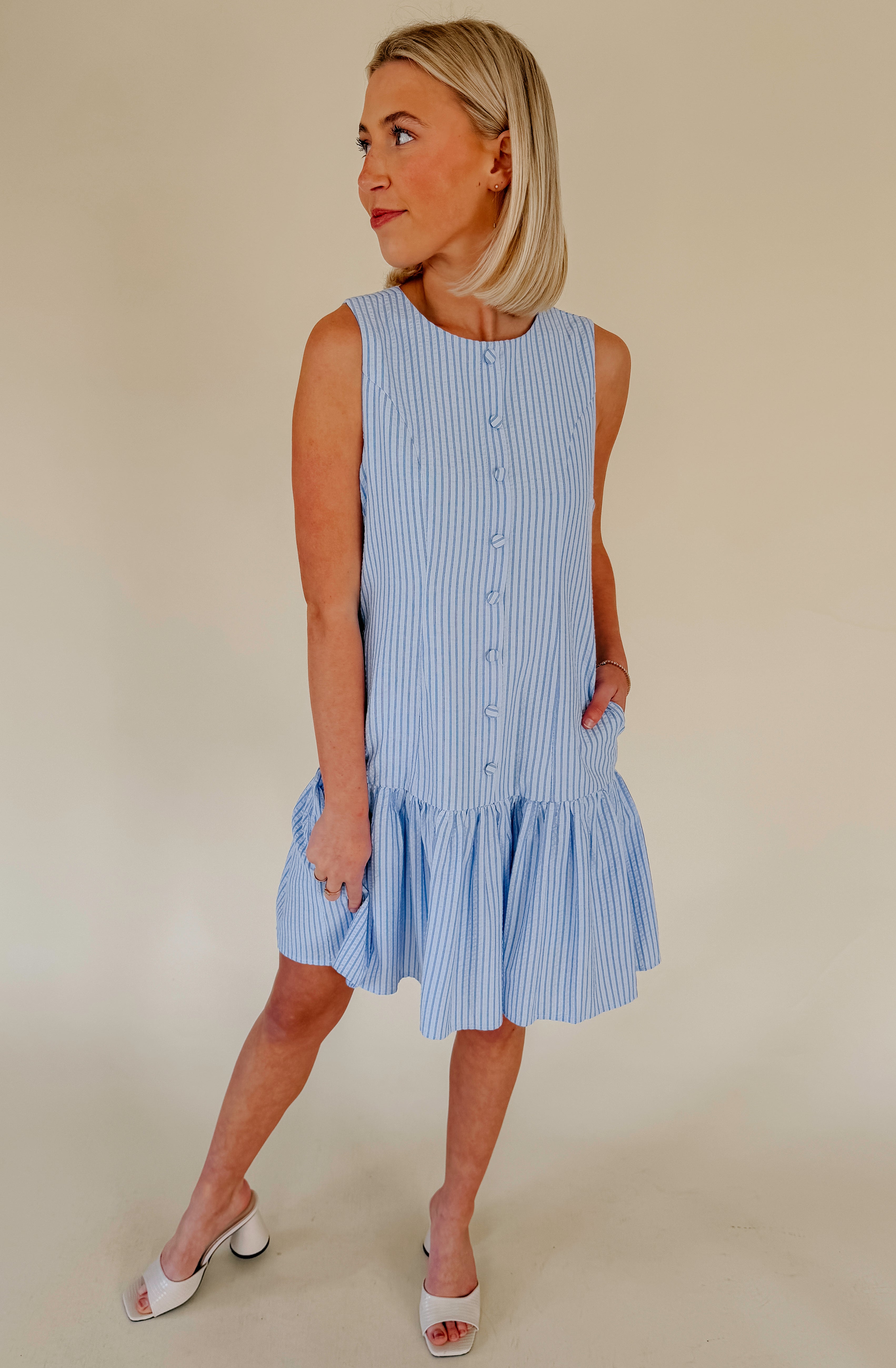 EASY GOING STRIPED MINI DRESS