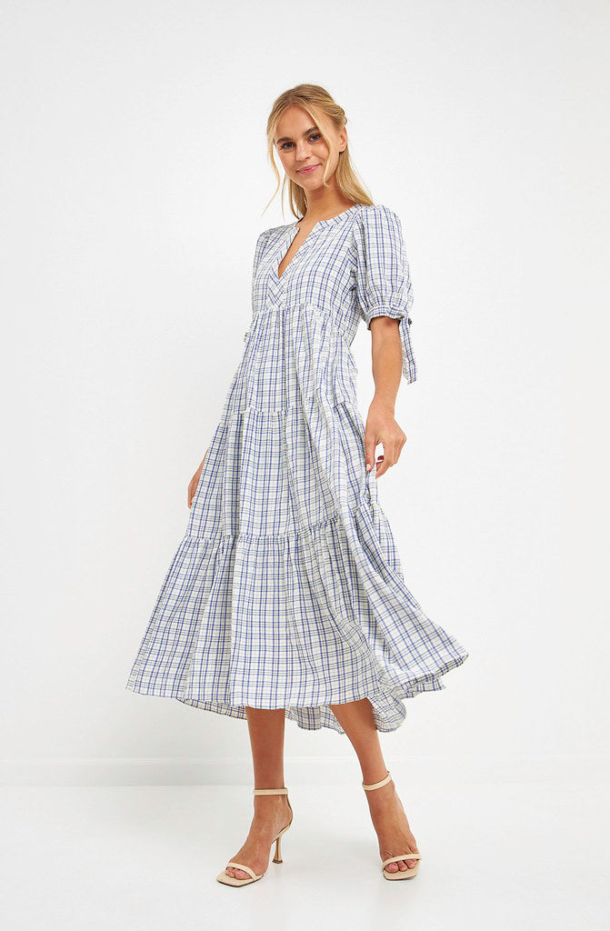 PLAID REPUTATION MIDI DRESS