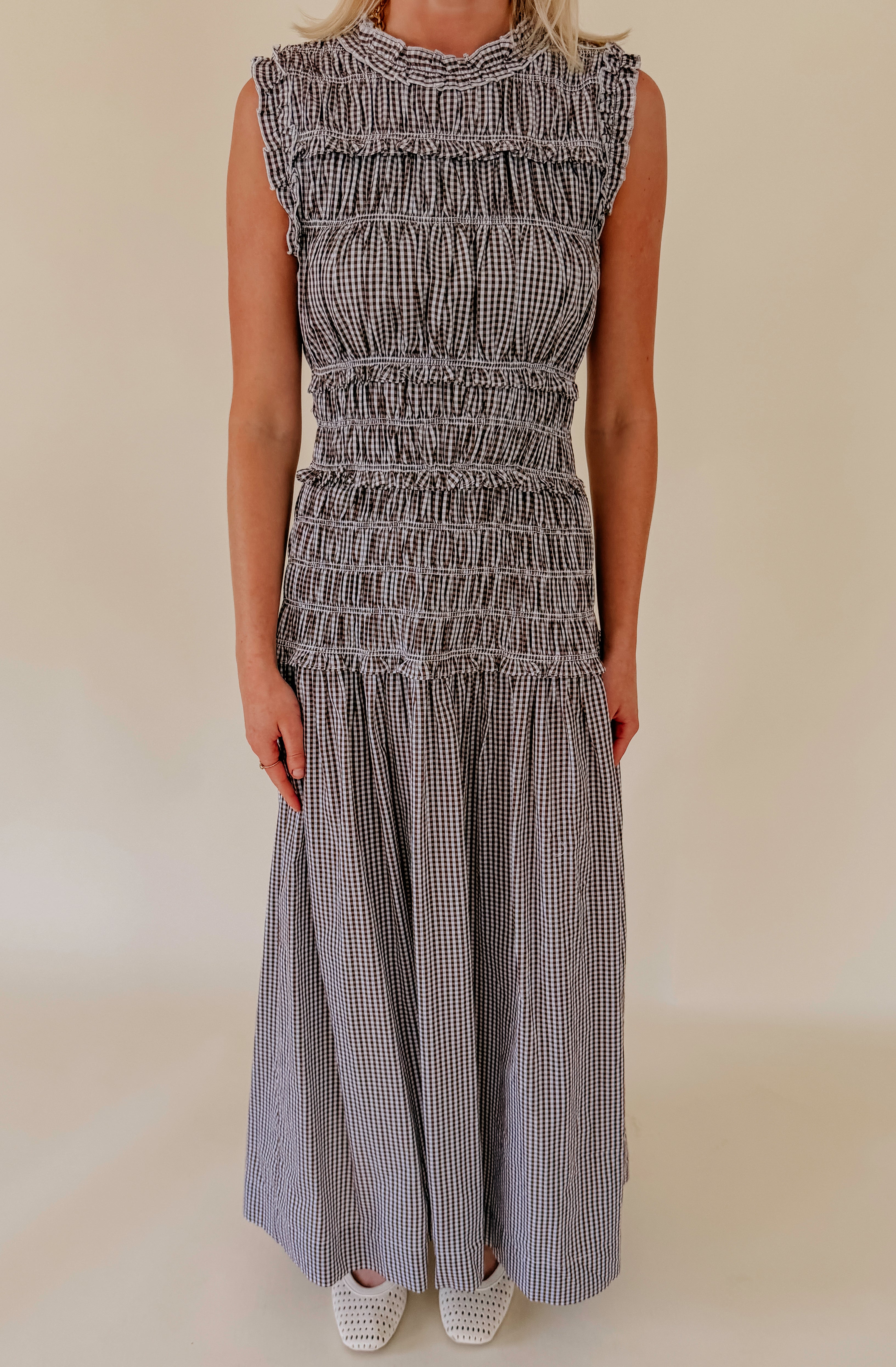 THE PENELOPE RUCHED MIDI DRESS