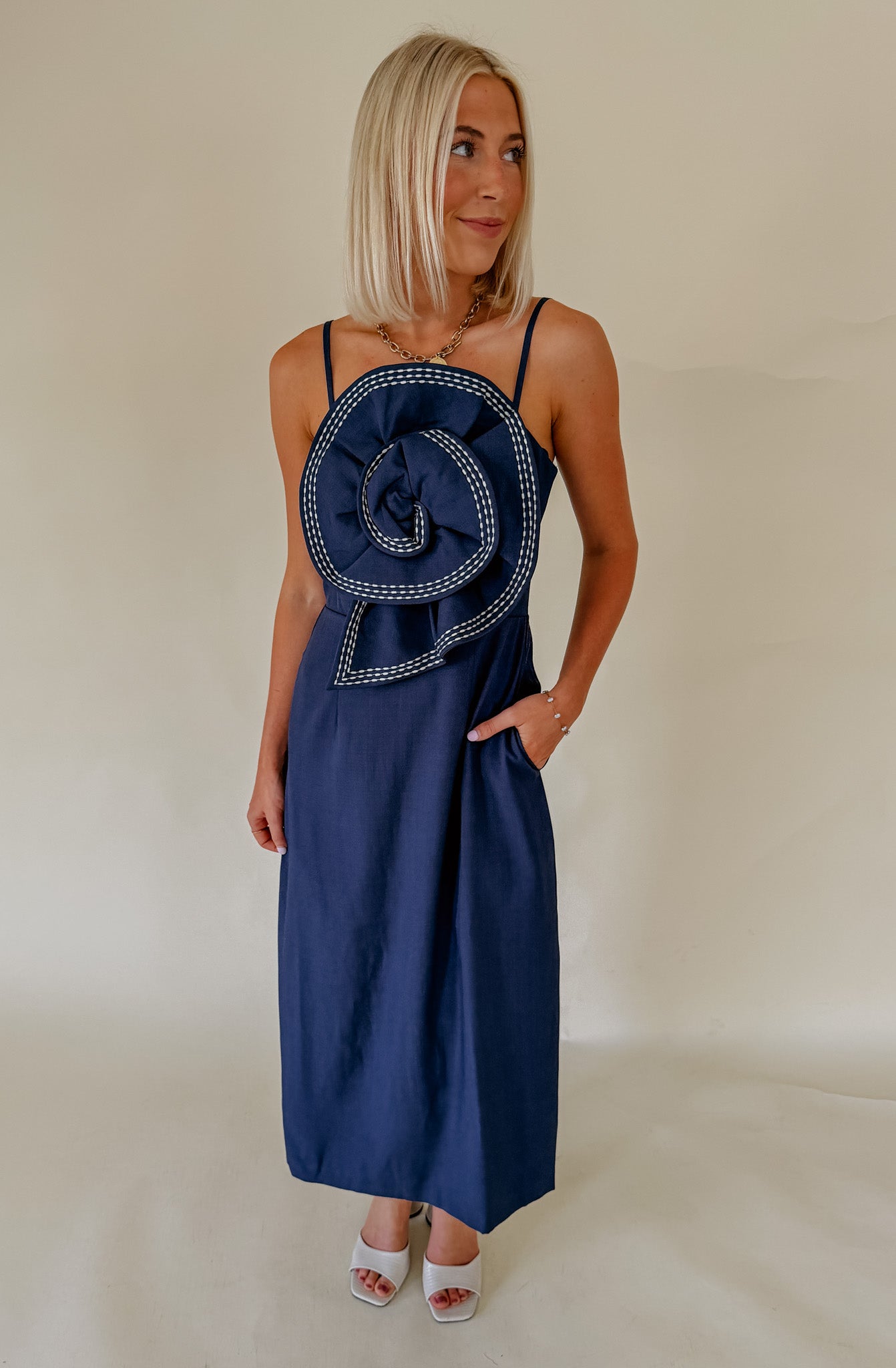 THE ALLIE 3D FLORAL MIDI DRESS