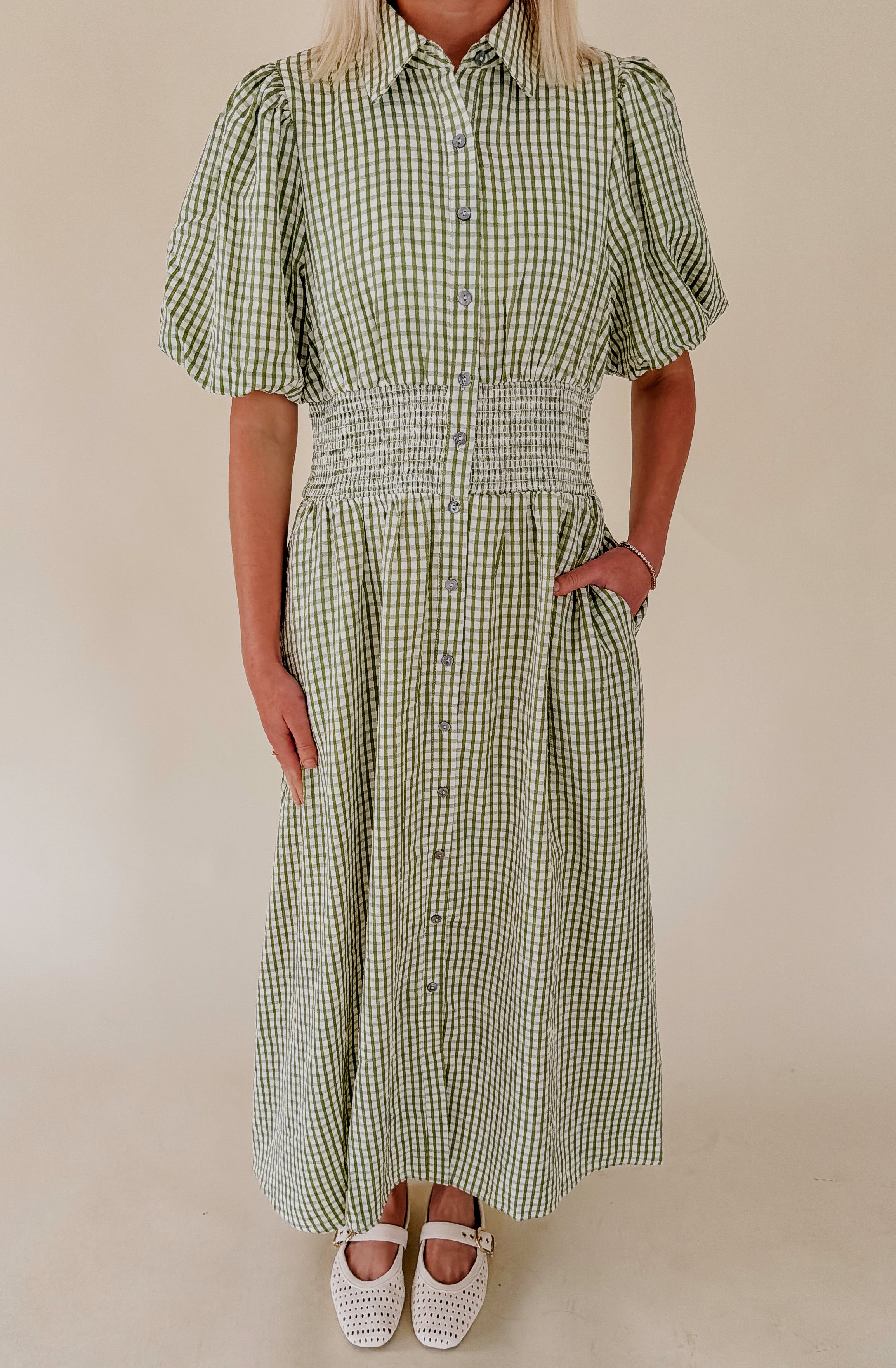 WAY TO GO PLAID MIDI DRESS