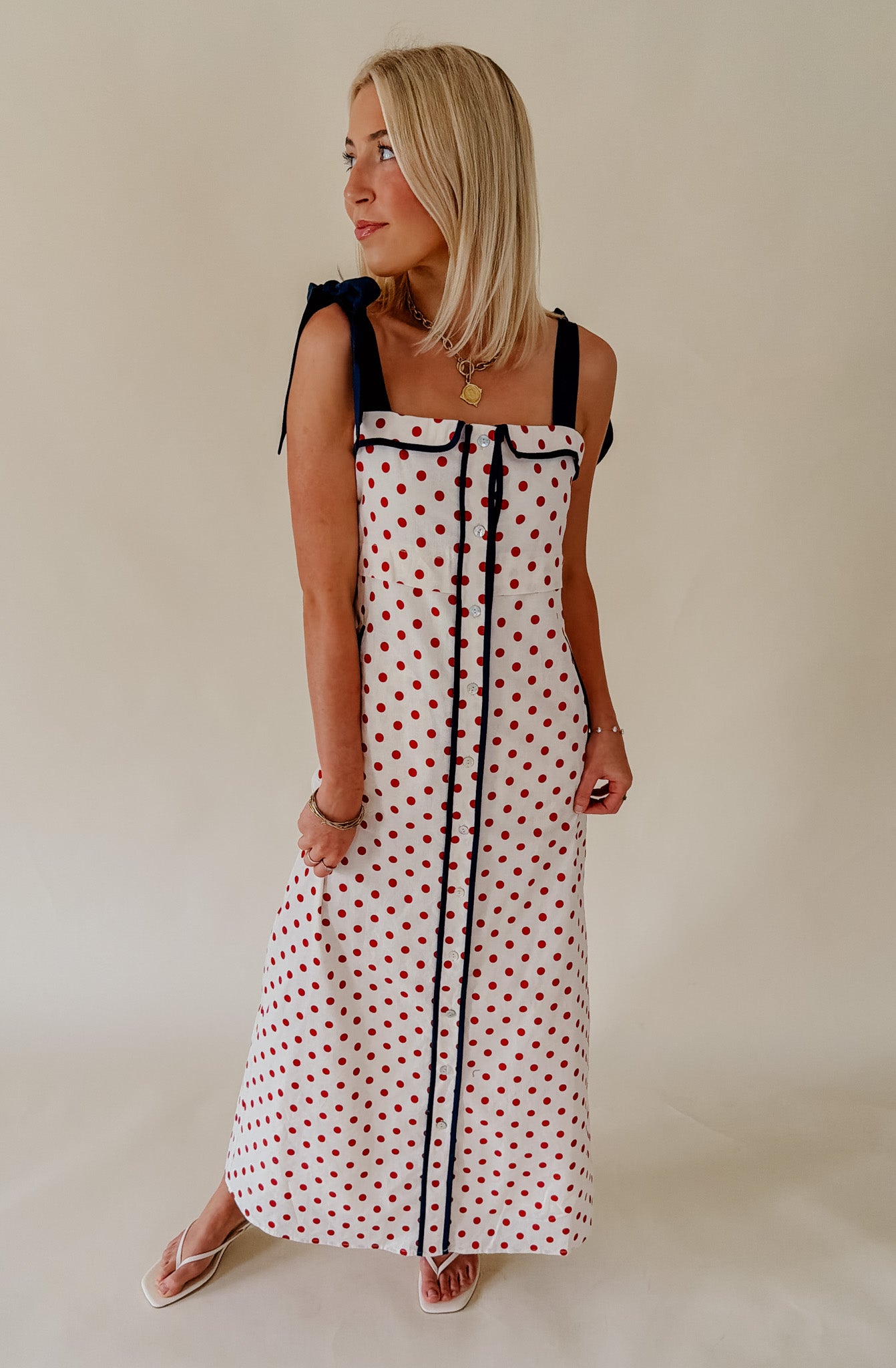 THE LILLIAN POLKA DOT MIDI DRESS