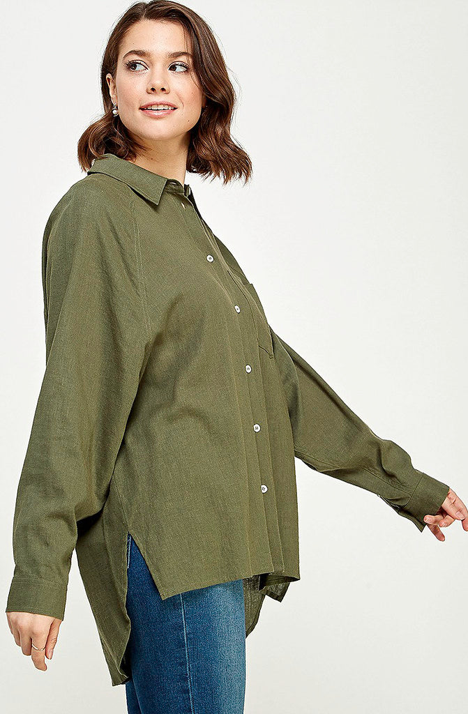 EASY GOING BUTTON DOWN BLOUSE