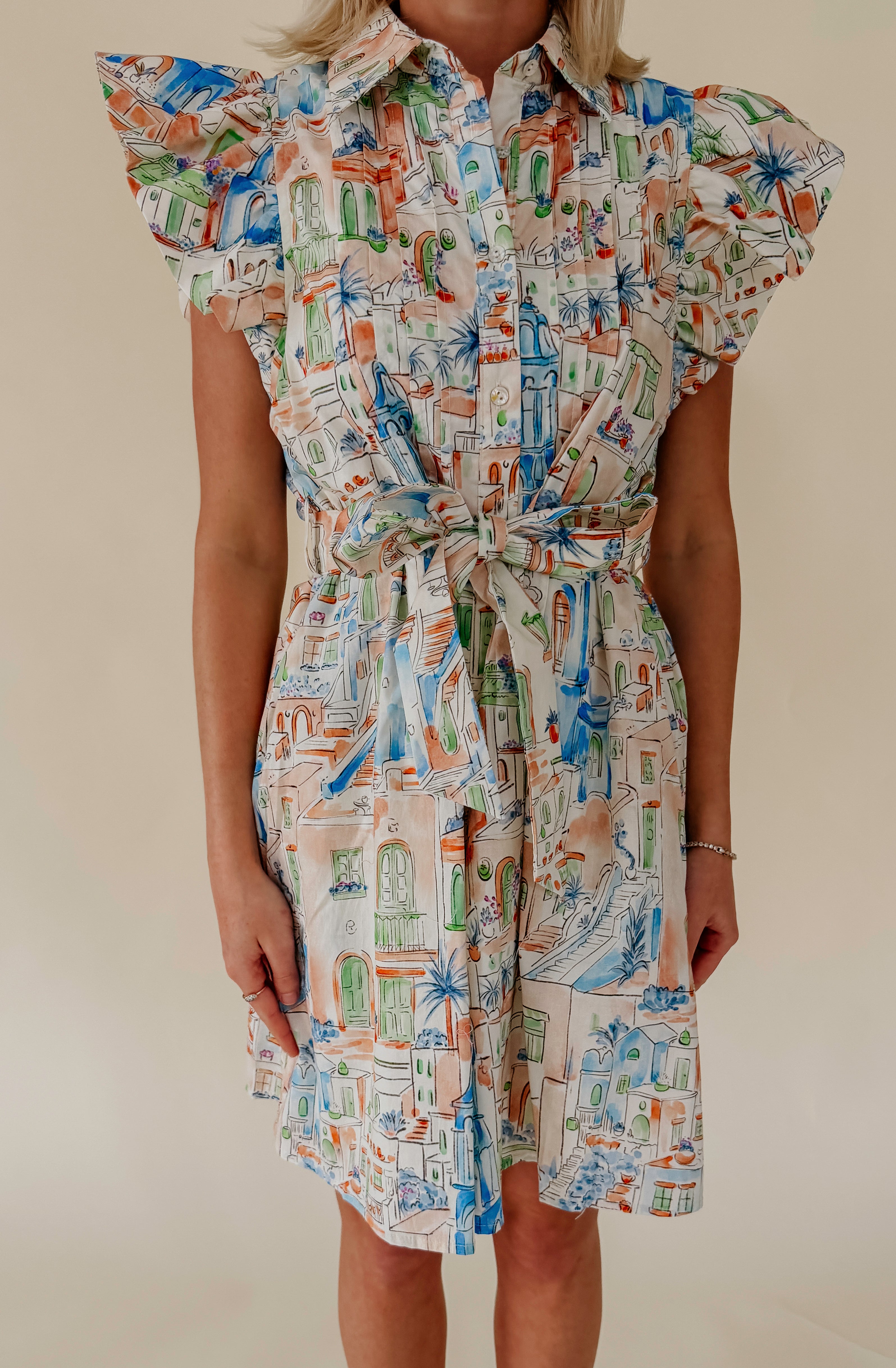 IN THE VILLA TIE WAIST MINI DRESS