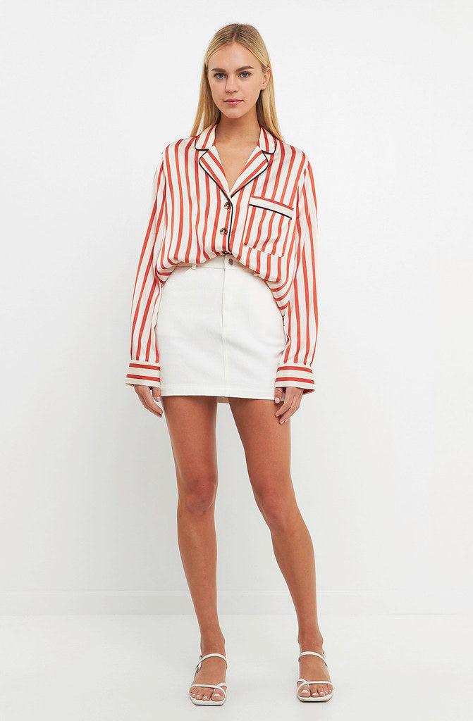 COLOR ME FALL SILKY BUTTON UP