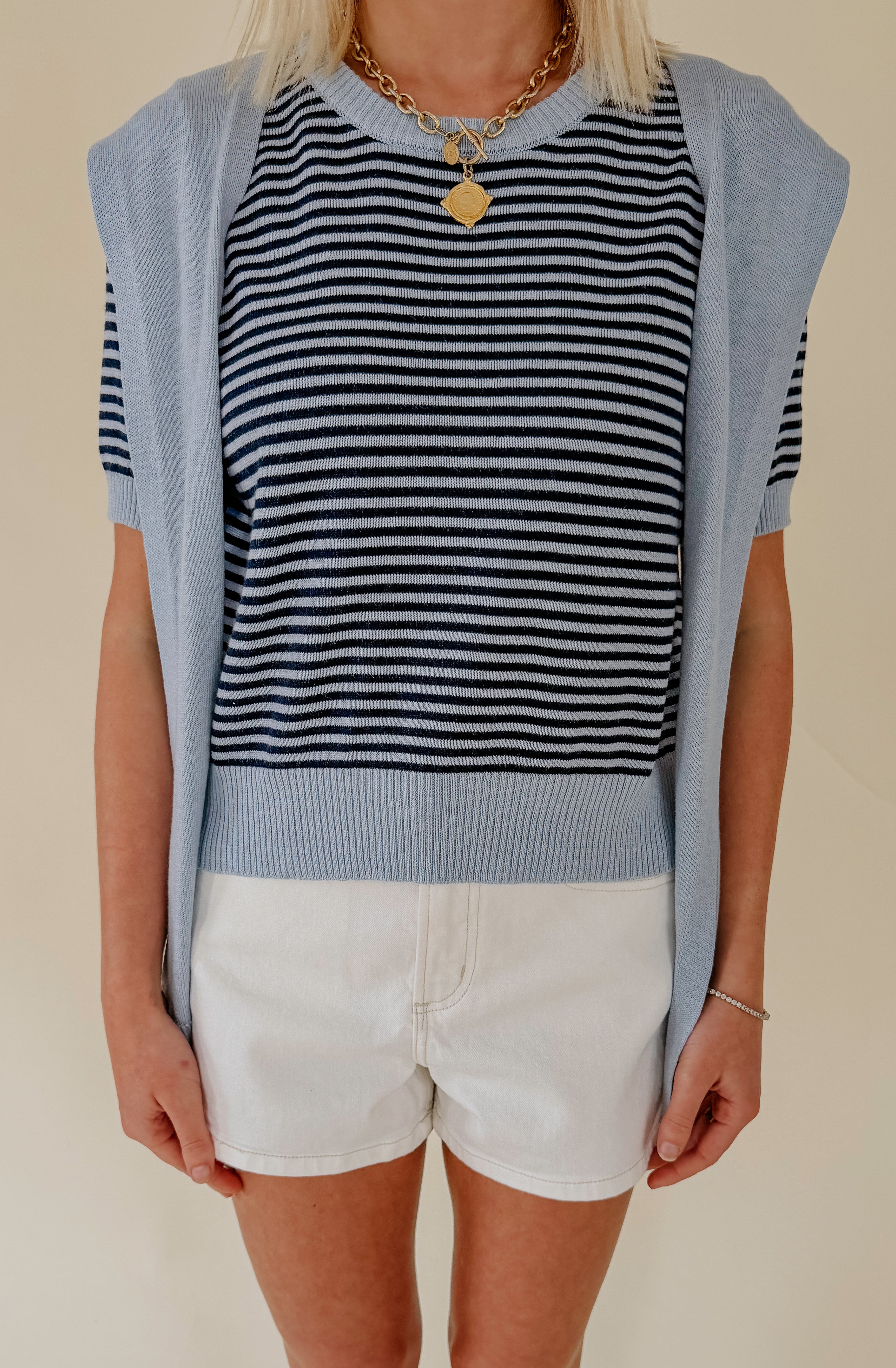 DOUBLE TROUBLE LAYERED LIGHT SWEATER TOP