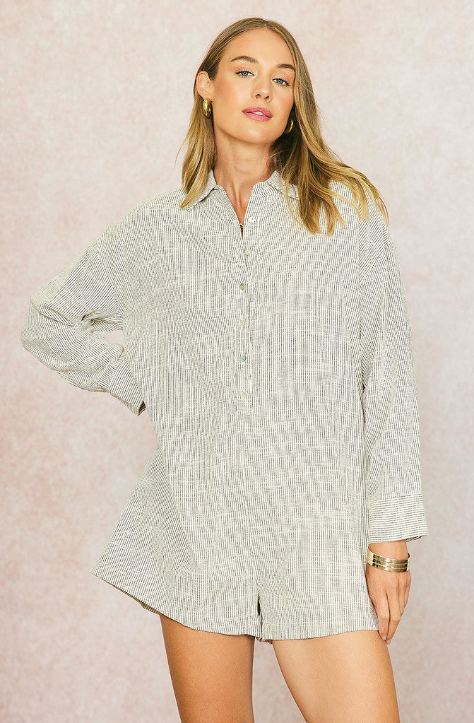 LIGHT HEARTED STRIPED BREEZY ROMPER