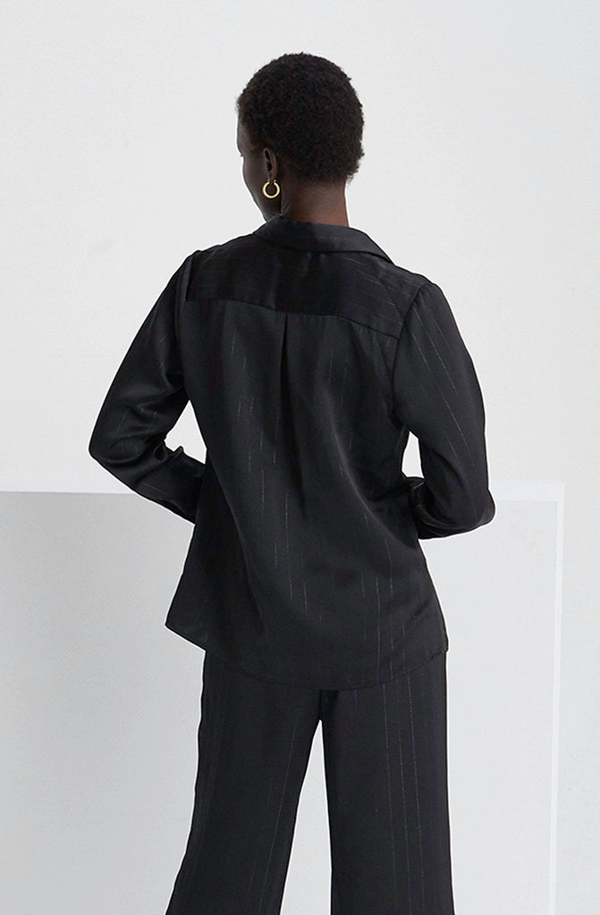 MAURICE BUTTONED SHIMMERBLOUSE