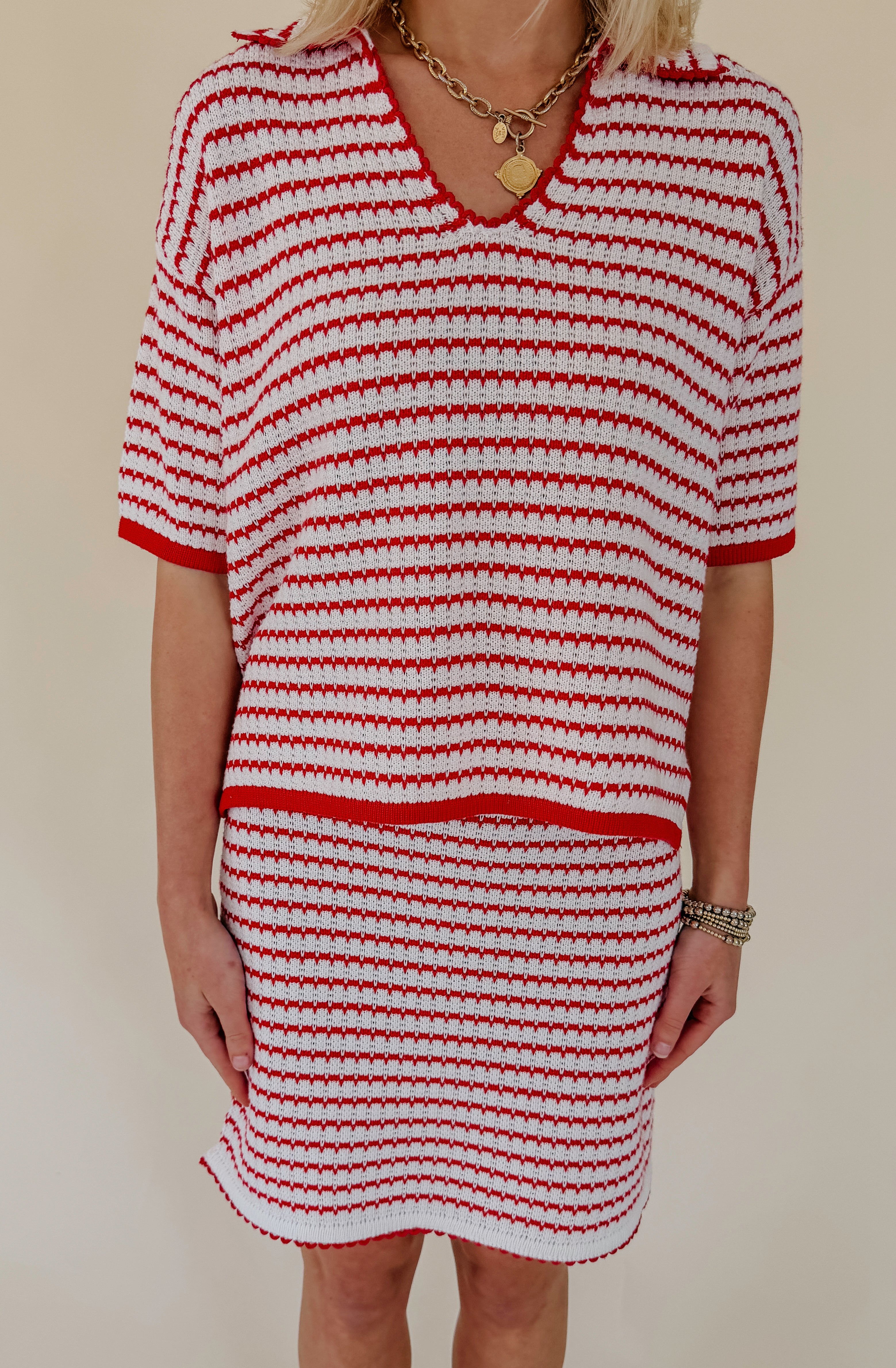 FOR SURE LIGHT KNIT POLO SWEATER