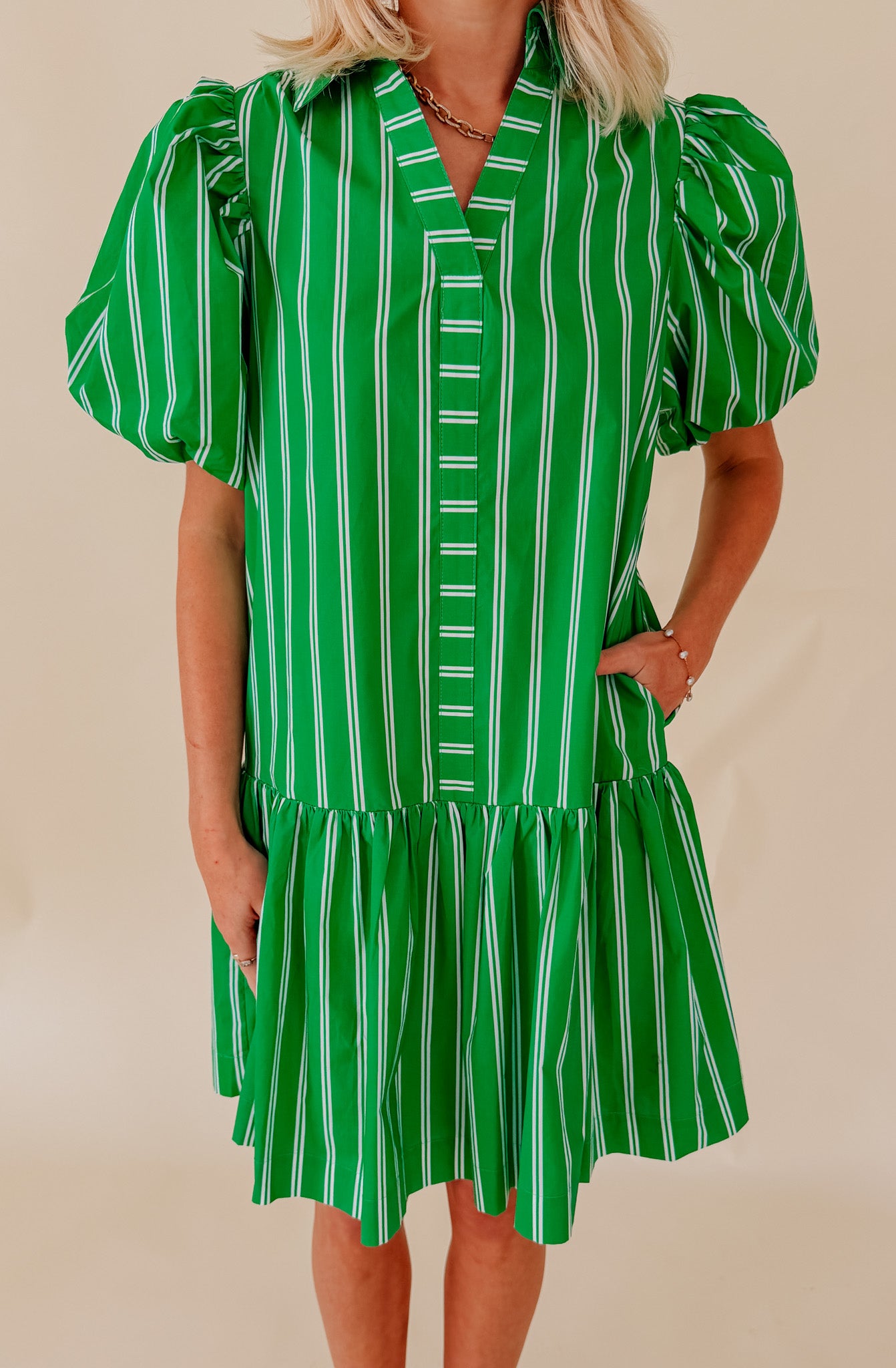 MINT TO BE STRIPED POPLIN BLEND MINI DRESS