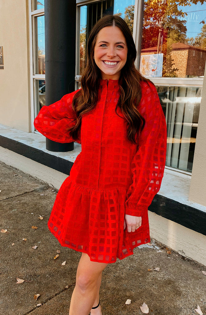 CALLED IT ORGANZA BUTTONED DRESS