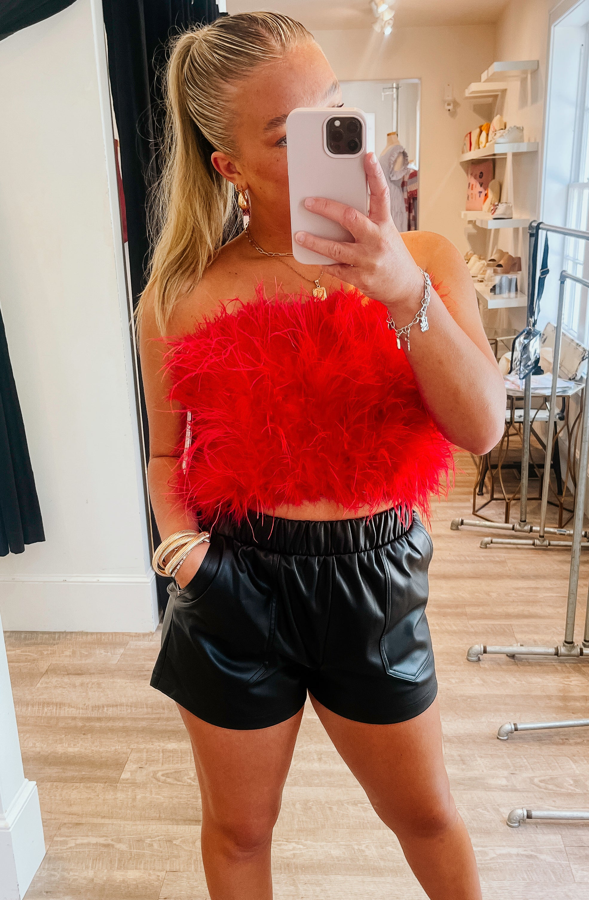 BUDDY LOVE FANCY STRAPLESS FEATHER TOP