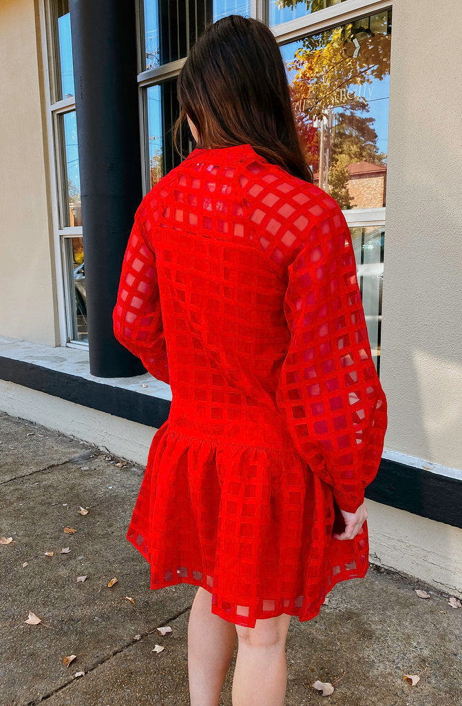 CALLED IT ORGANZA BUTTONED DRESS