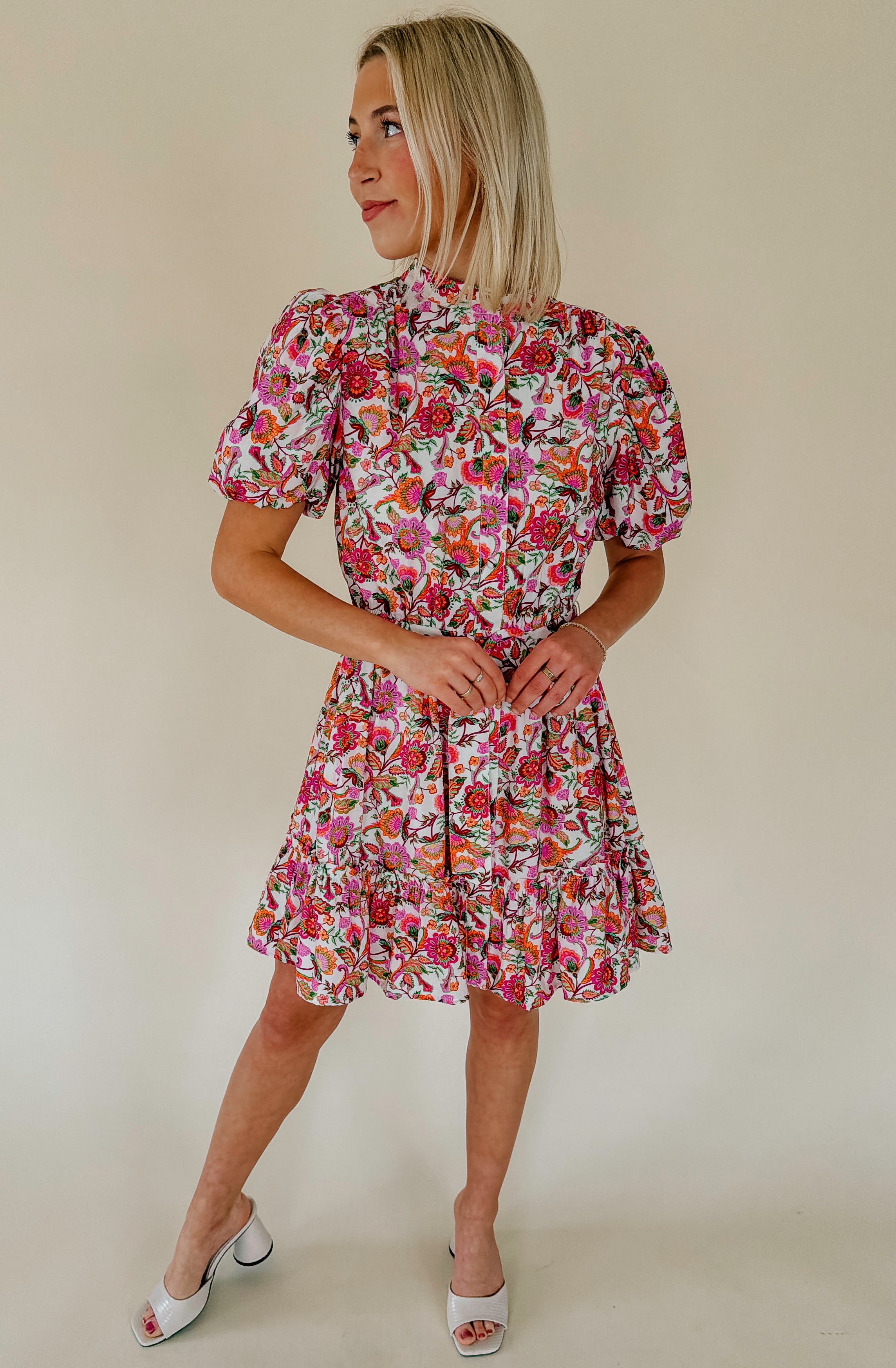 THE POPPY FLORAL BELTED MINI DRESS
