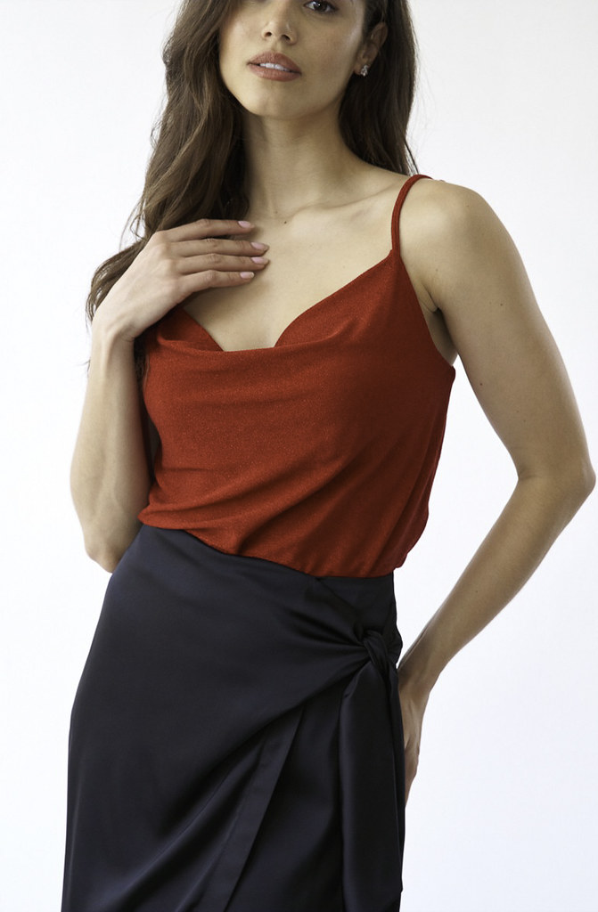 THE STELLA SHIMMER COWL NECK CAMI