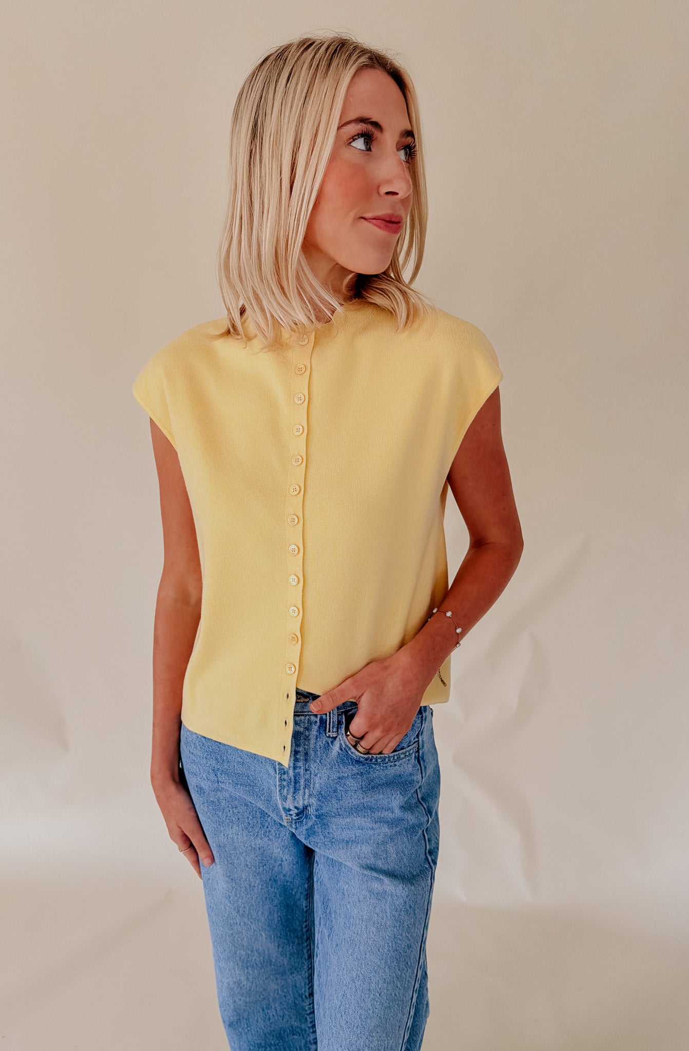 EVERYTHING IN BETWEEN BUTTONED KNIT TANK
