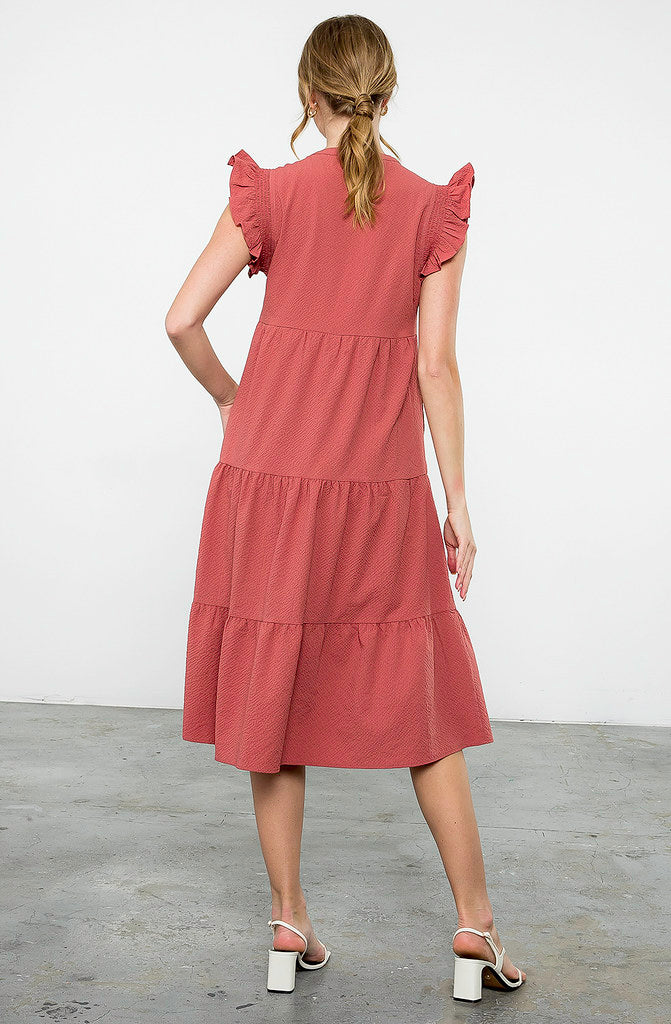 READY SET ROLL MIDI DRESS