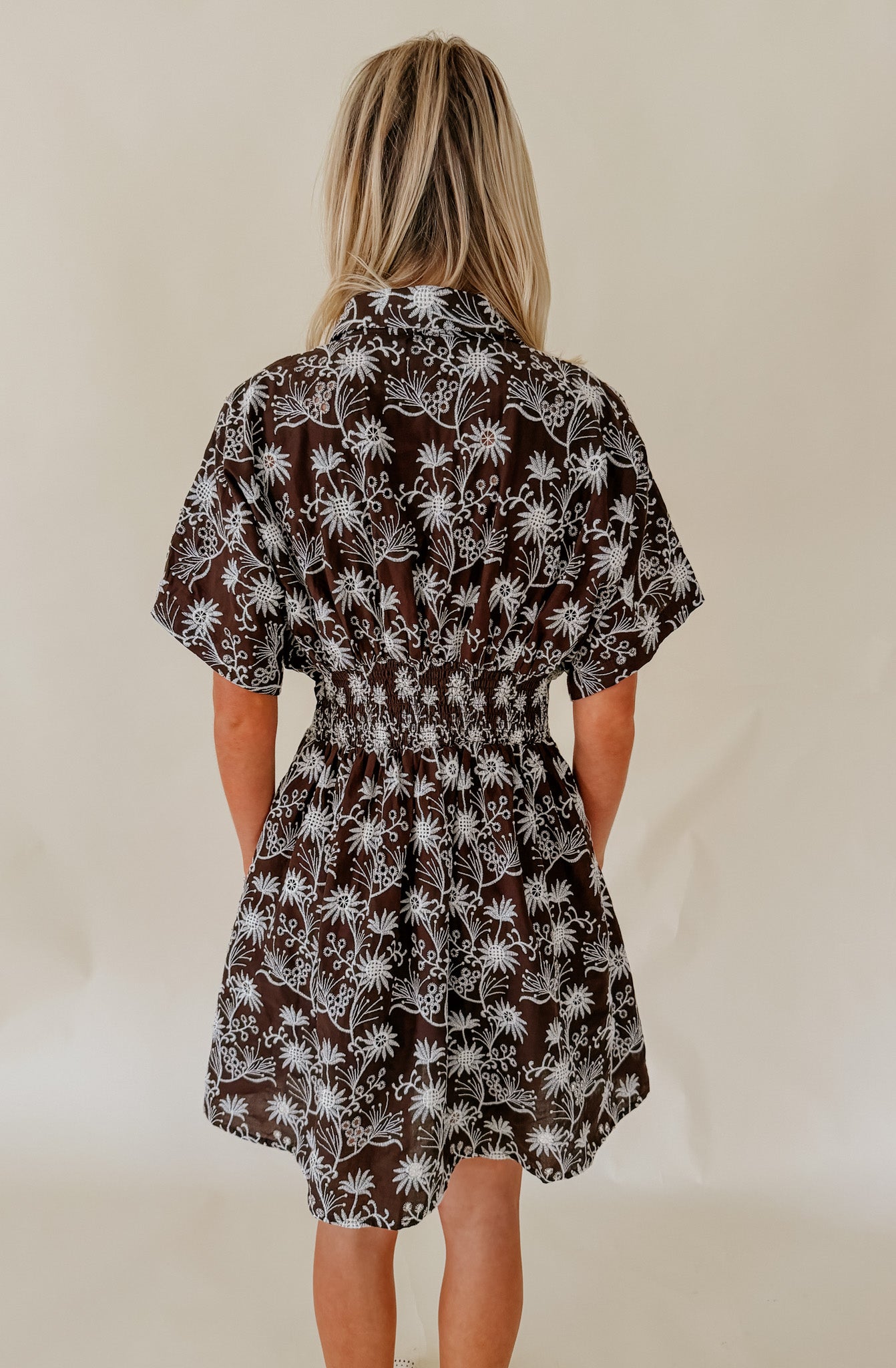 COCOA BLOOMS EMBROIDERED DRESS